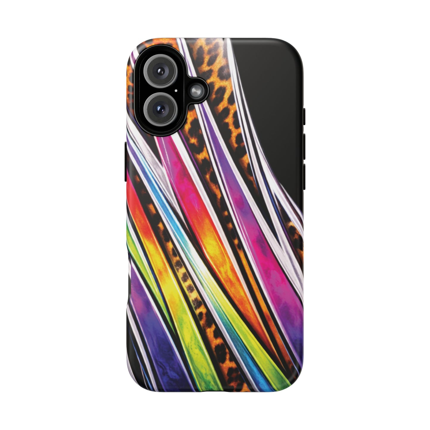 Colorful Stripes & Leopard Print Phone Case