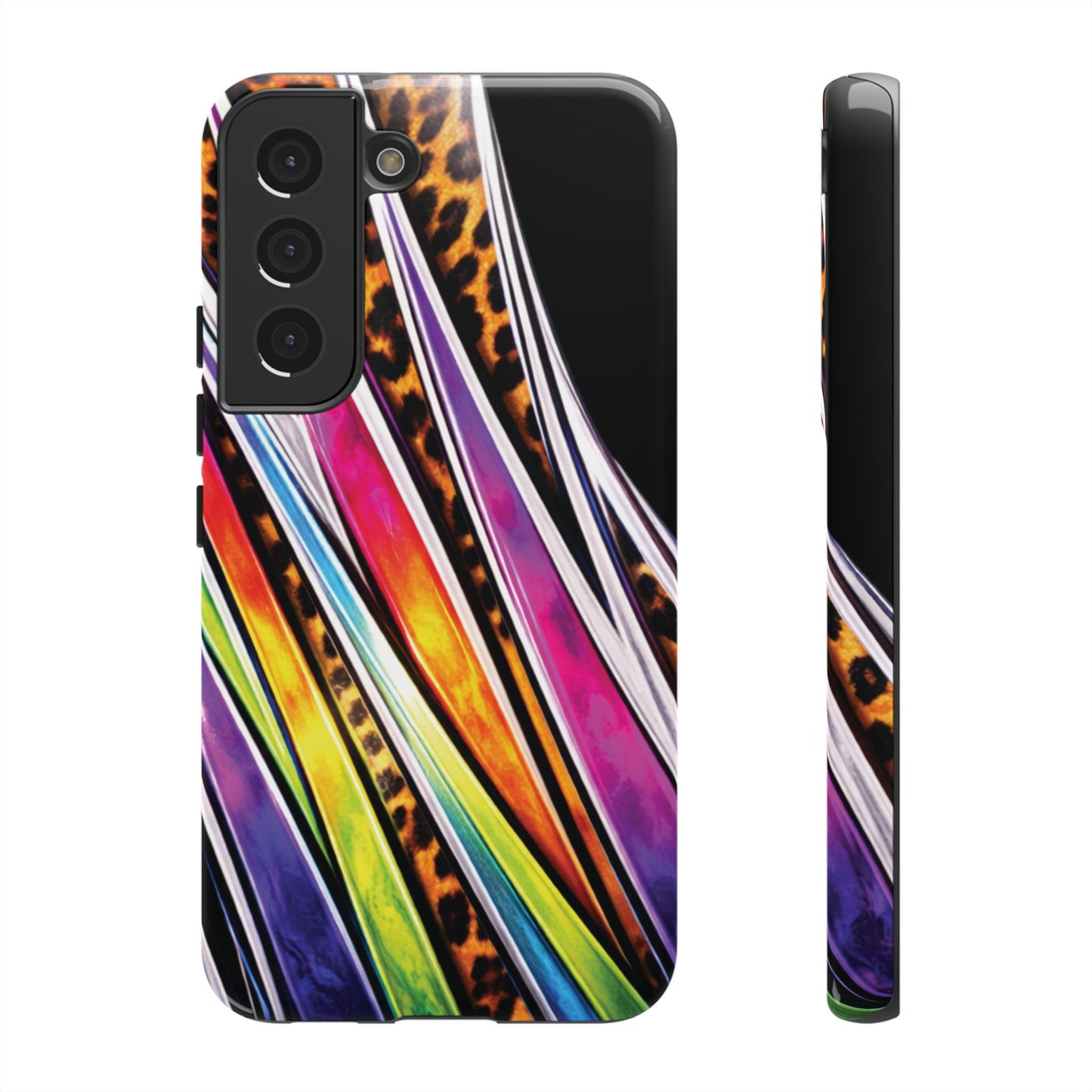 Colorful Stripes & Leopard Print Phone Case