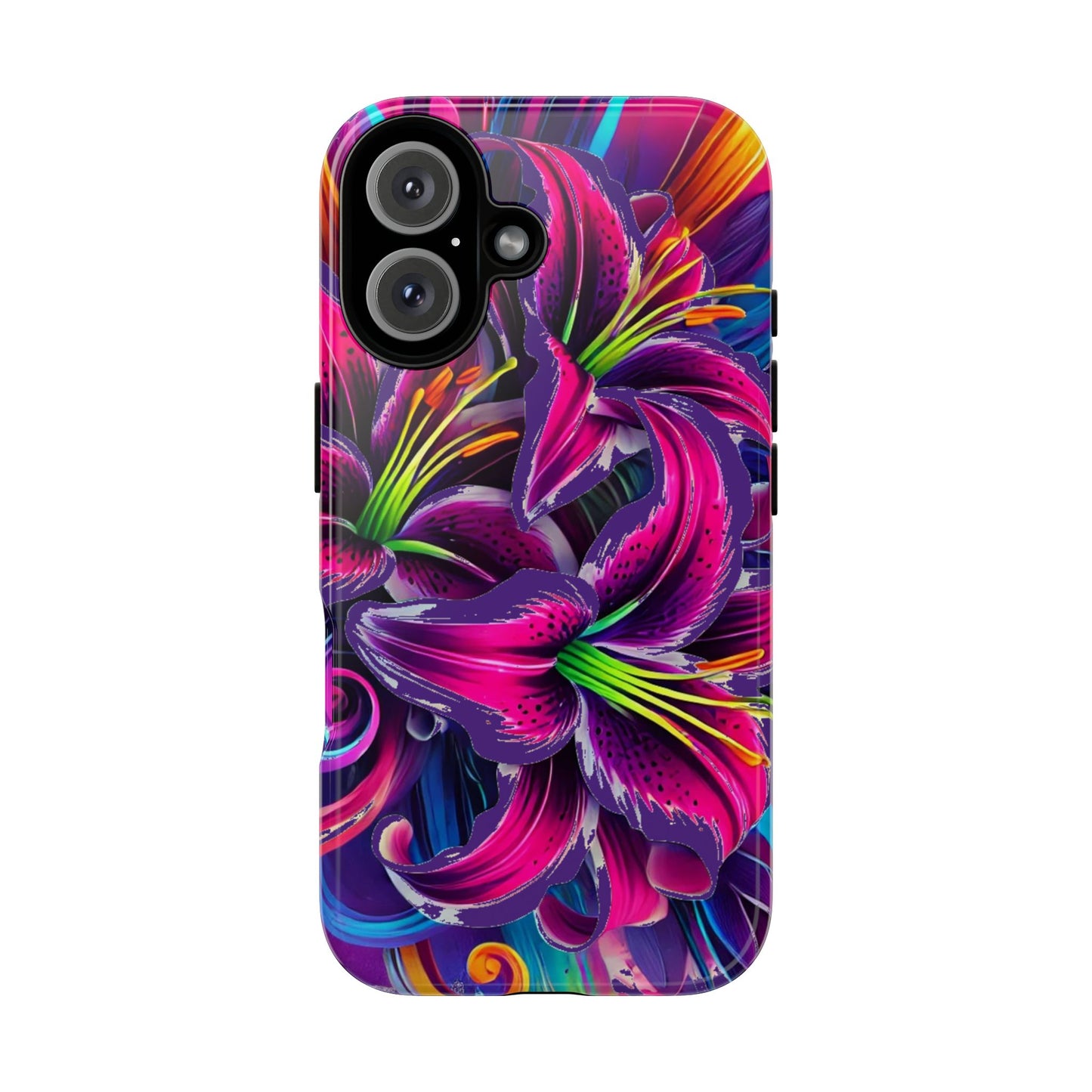 Neon Lily Illustration Tough Case | Floral Phone Cover