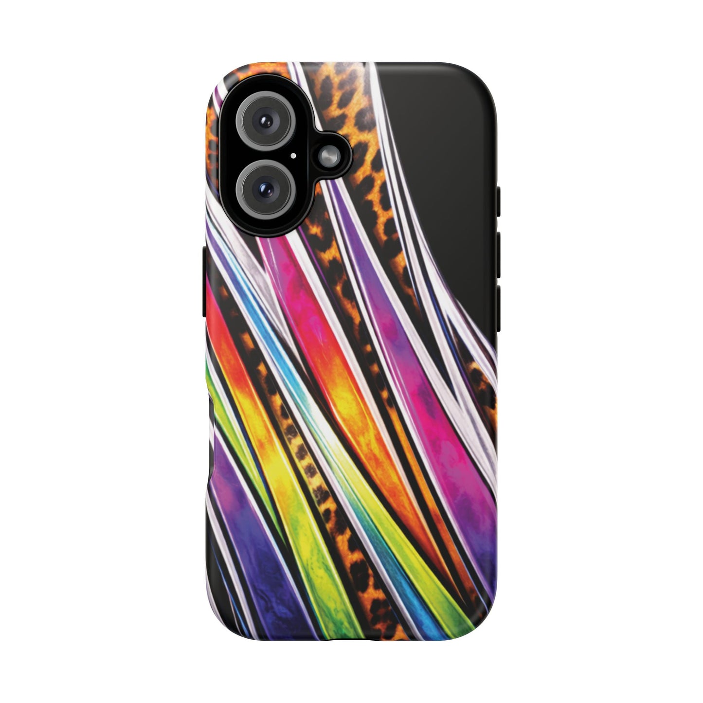 Colorful Stripes & Leopard Print Phone Case