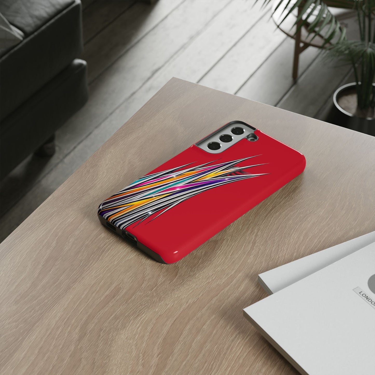 Colorburst Pinstripe Phone Case | Red Abstract Racing Stripe