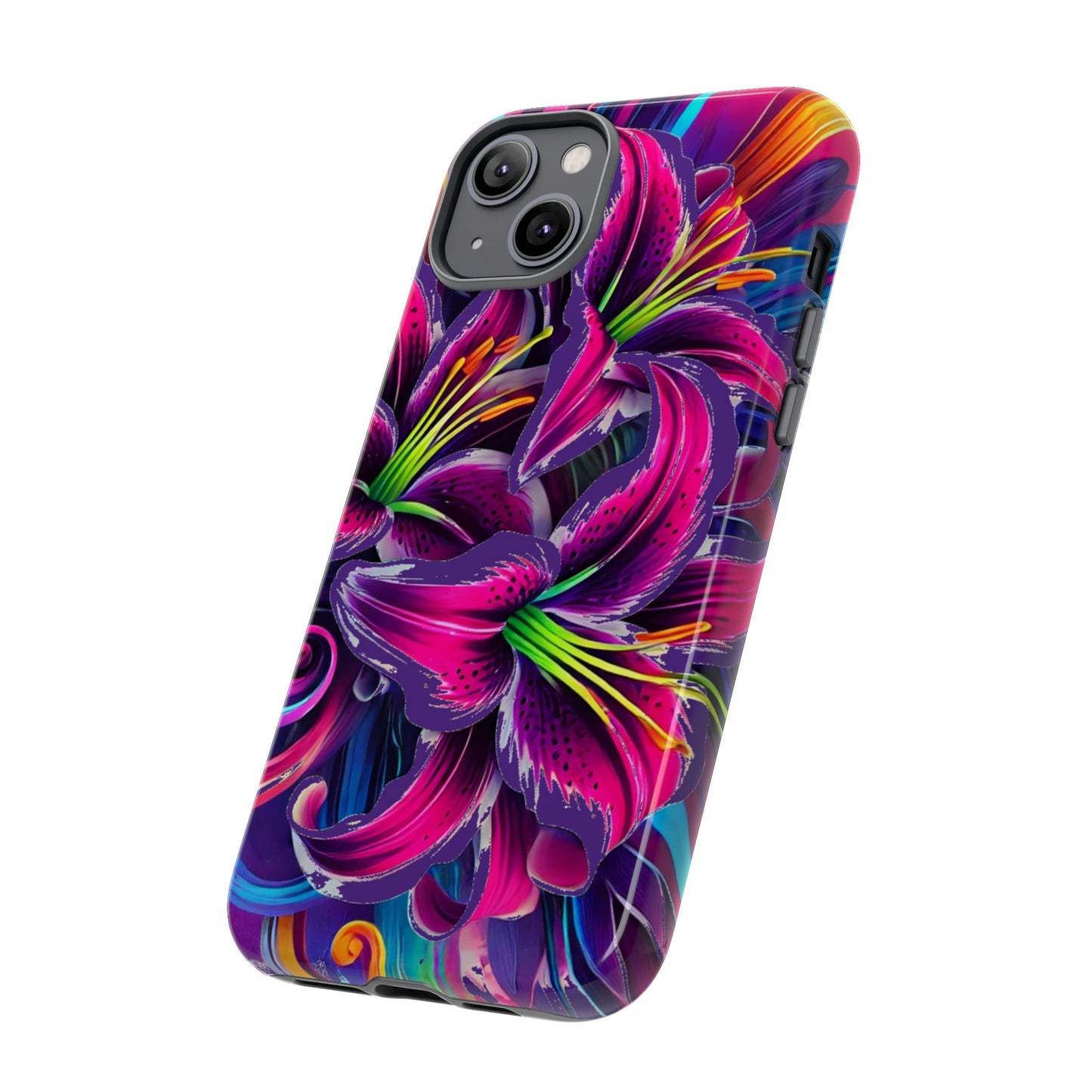 Neon Lily Illustration Tough Case | Floral Phone Cover
