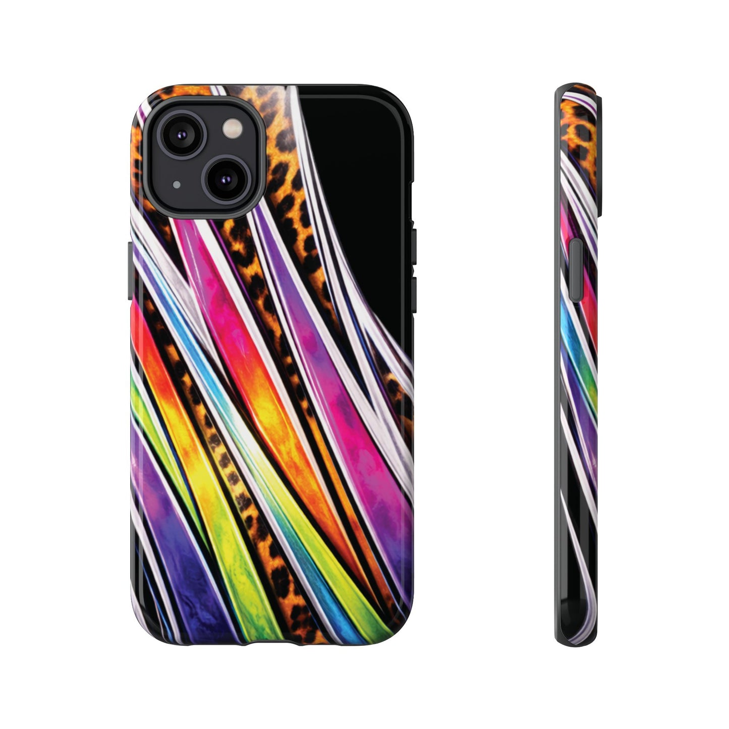 Colorful Stripes & Leopard Print Phone Case