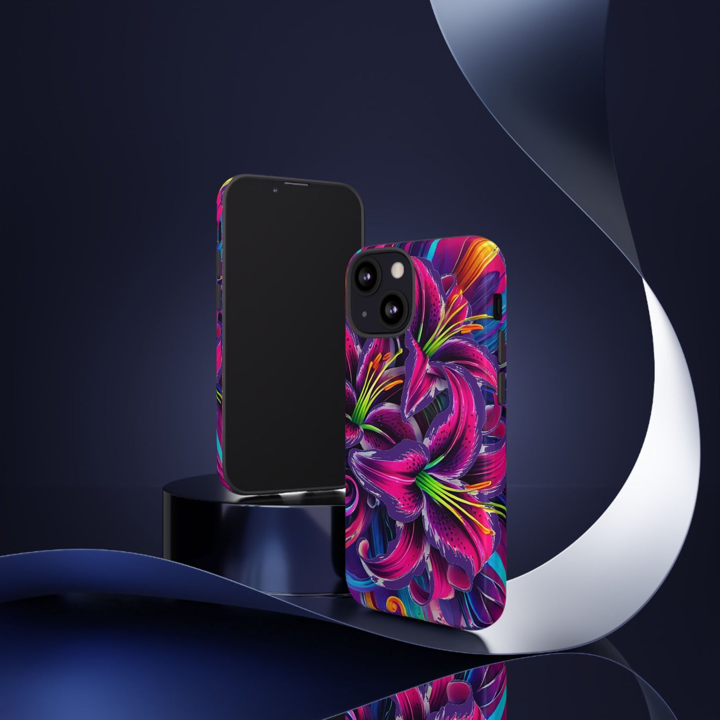 Neon Lily Illustration Tough Case | Floral Phone Cover