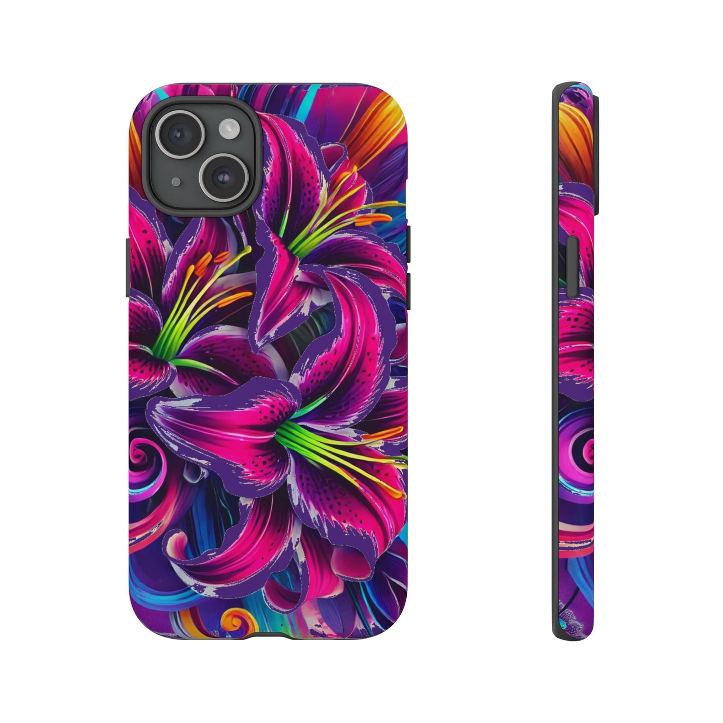 Neon Lily Illustration Tough Case | Floral Phone Cover
