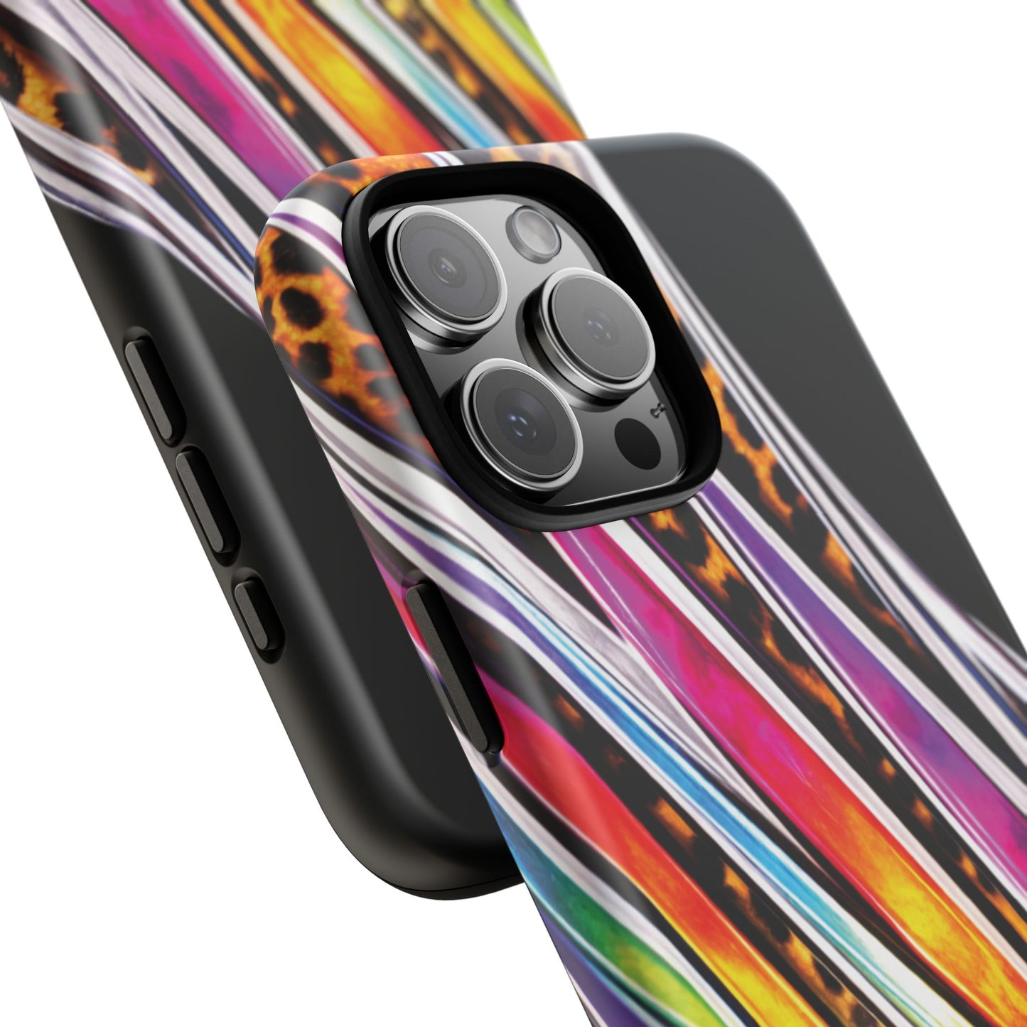 Colorful Stripes & Leopard Print Phone Case