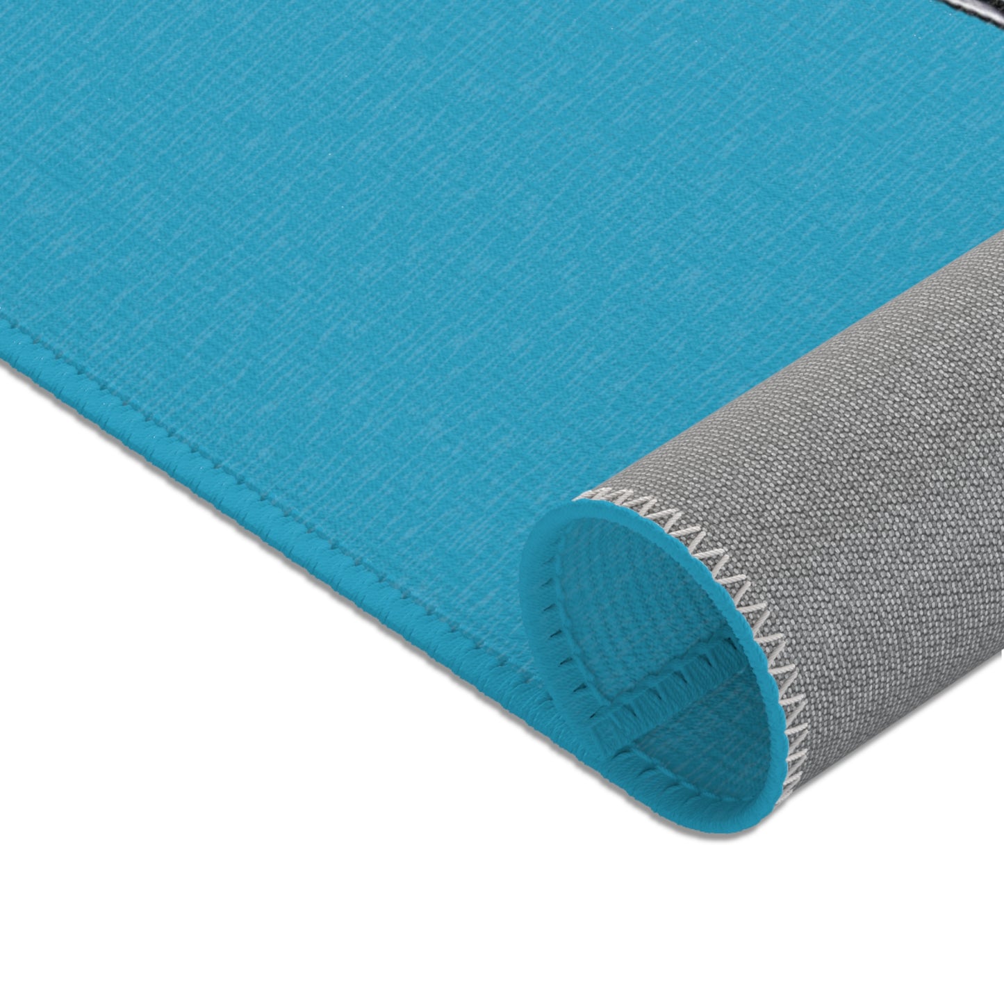 Turquoise Zebra Stripe Tear Area Rug — Colorful Rainbow Accent Rug