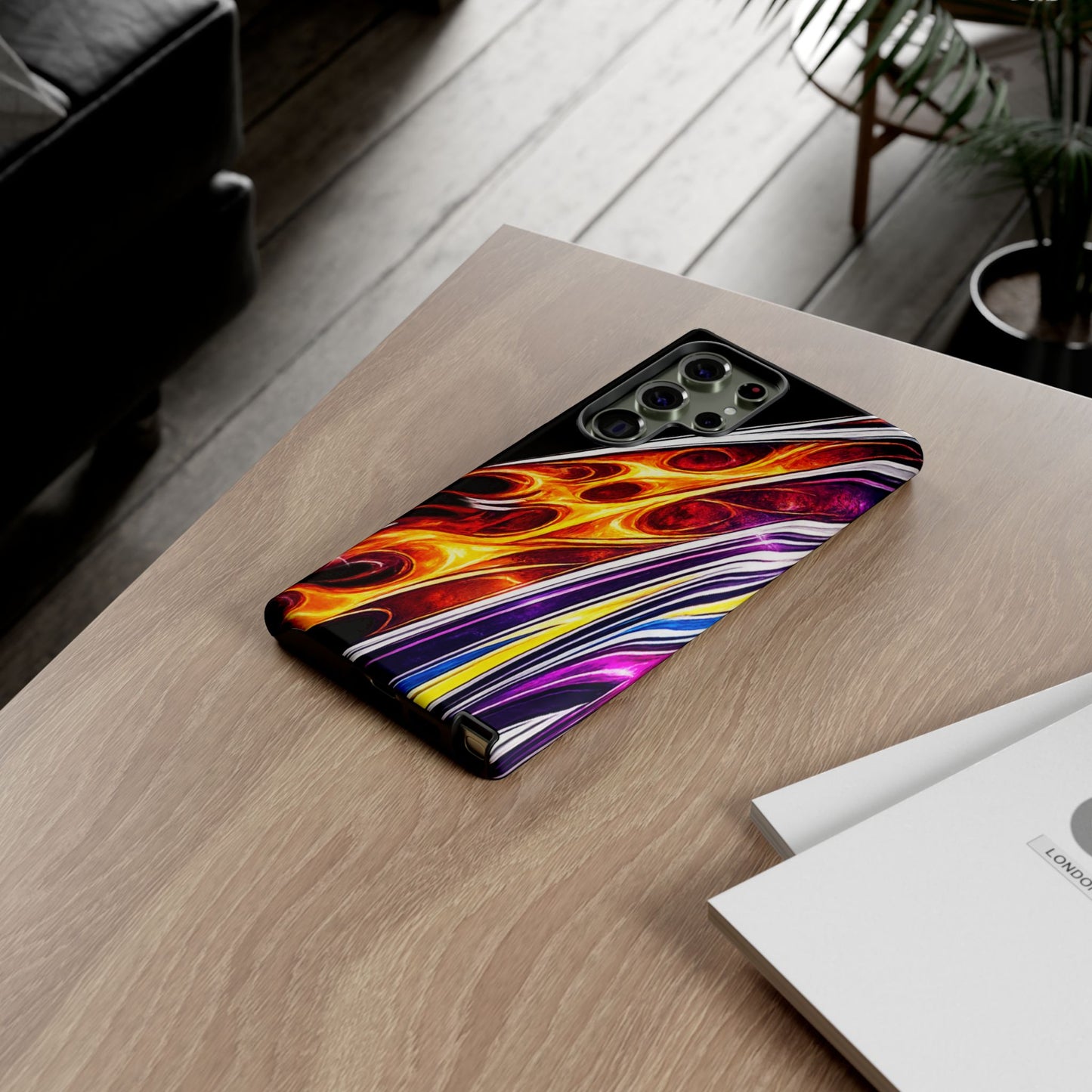 Flaming Abstract Stripes Tough Case | Colorful Phone Cover