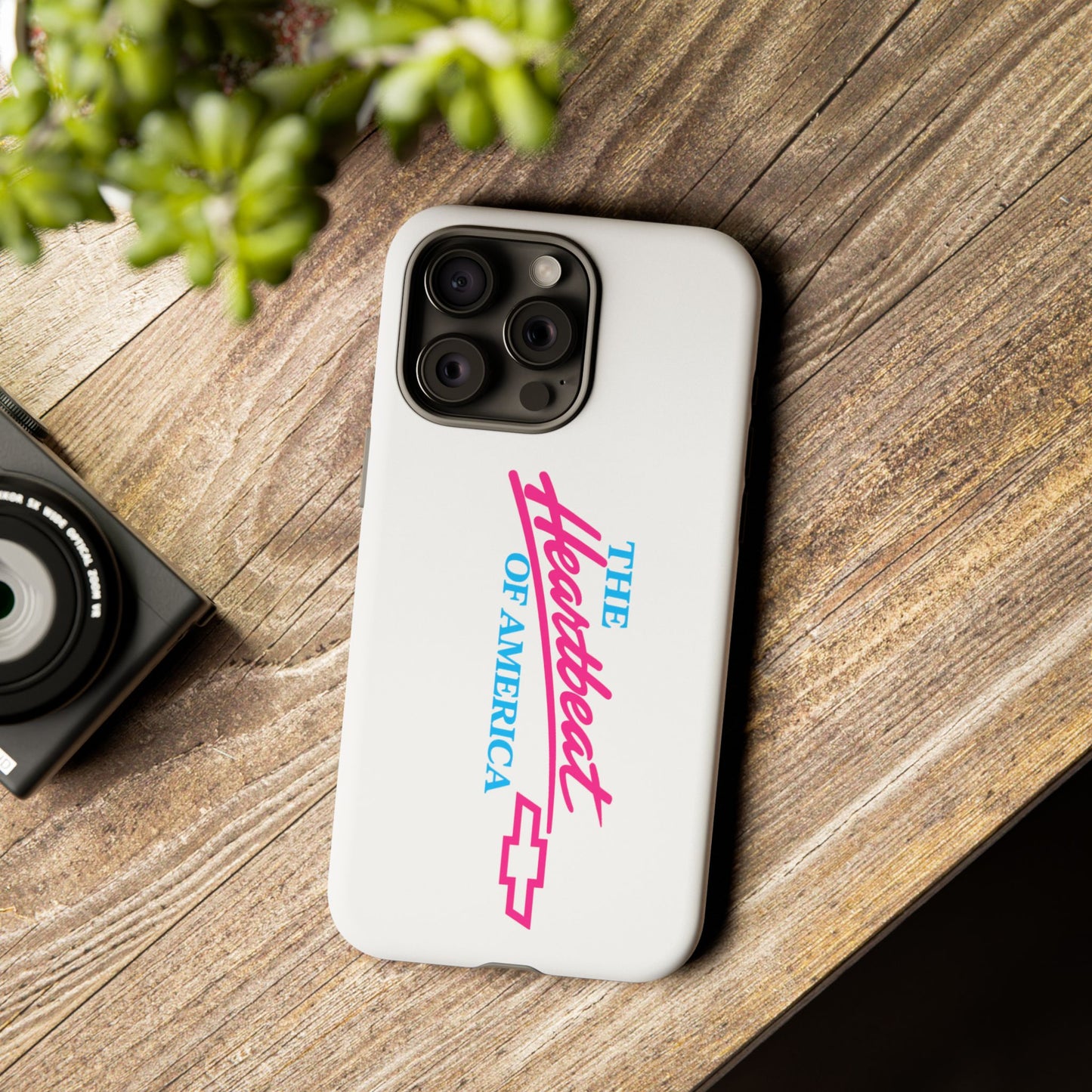 White  “The Heartbeat of America” Retro Chevy Logo, Slim Protective Cover