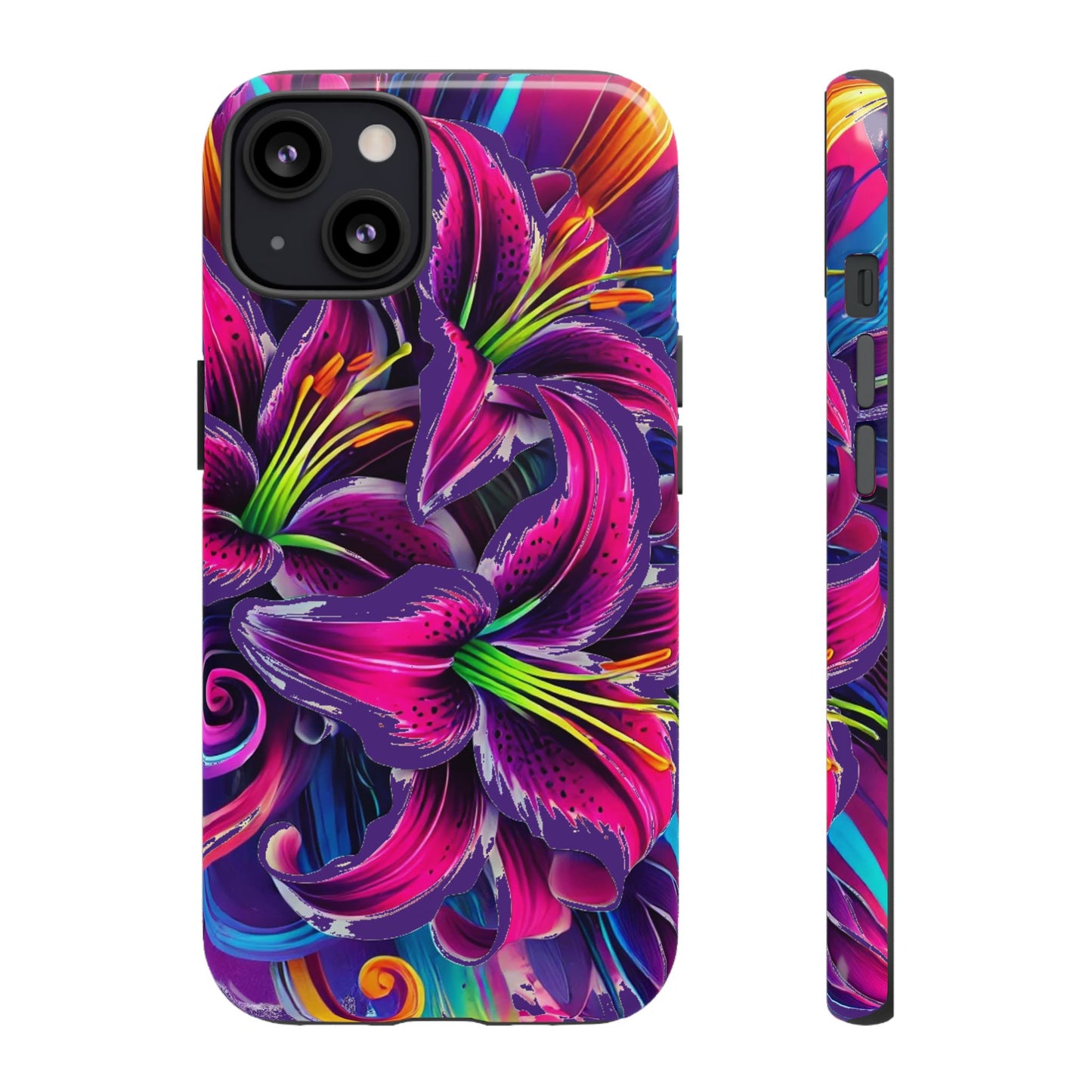 Neon Lily Illustration Tough Case | Floral Phone Cover