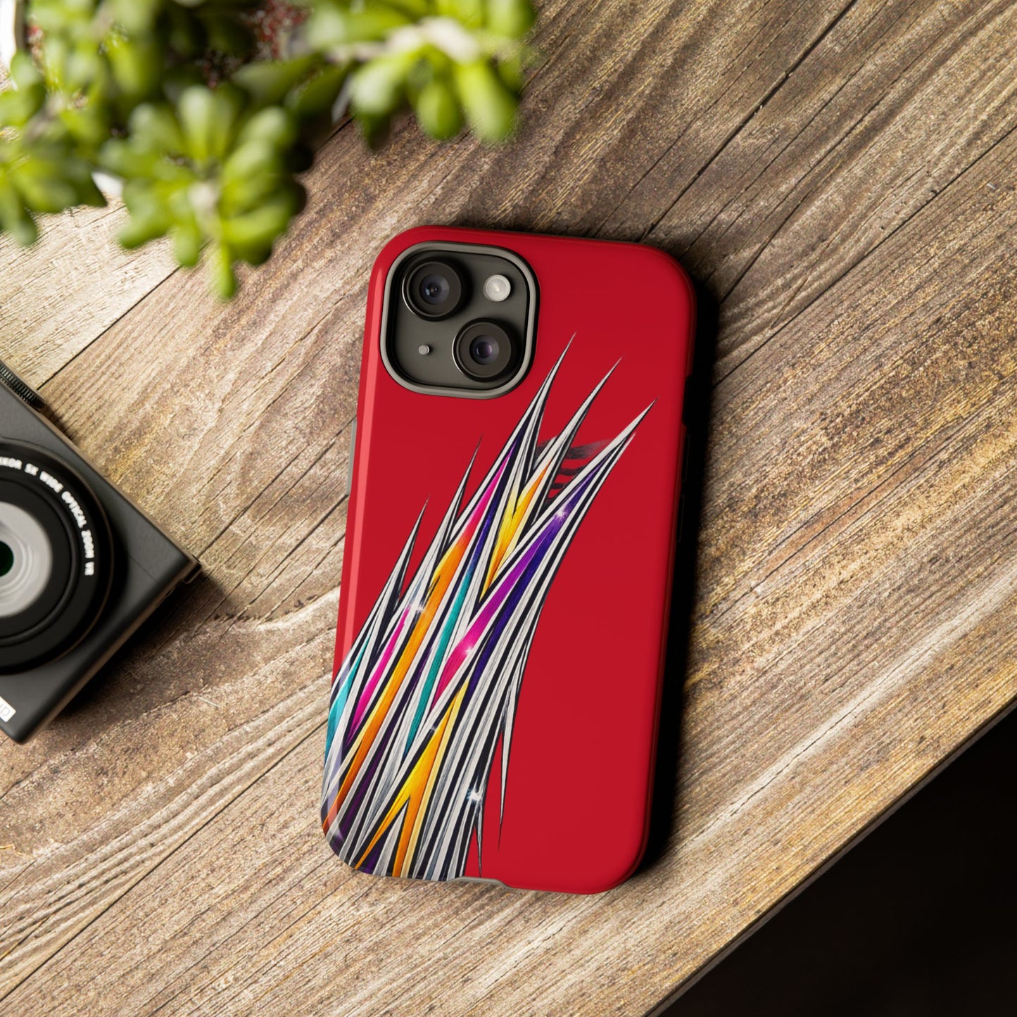 Colorburst Pinstripe Phone Case | Red Abstract Racing Stripe
