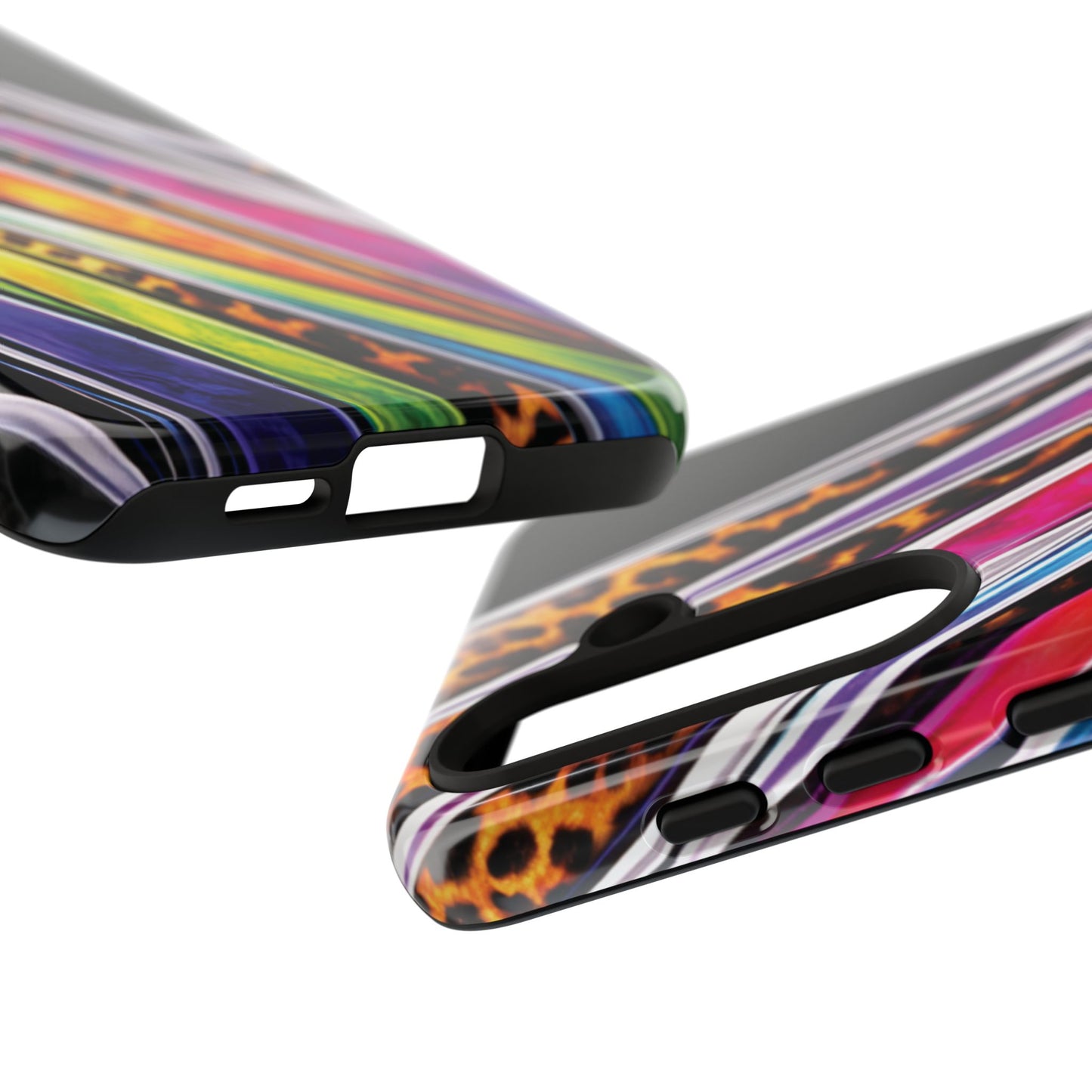Colorful Stripes & Leopard Print Phone Case