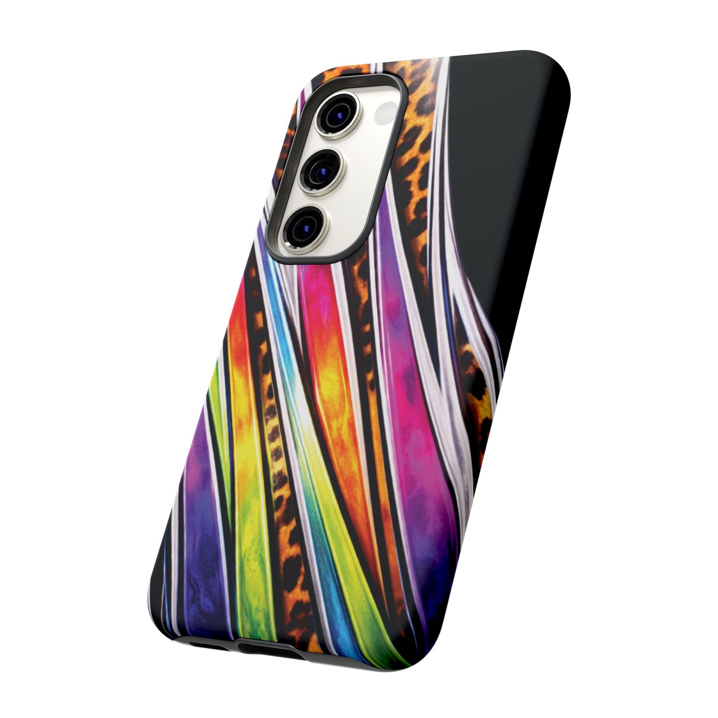 Colorful Stripes & Leopard Print Phone Case