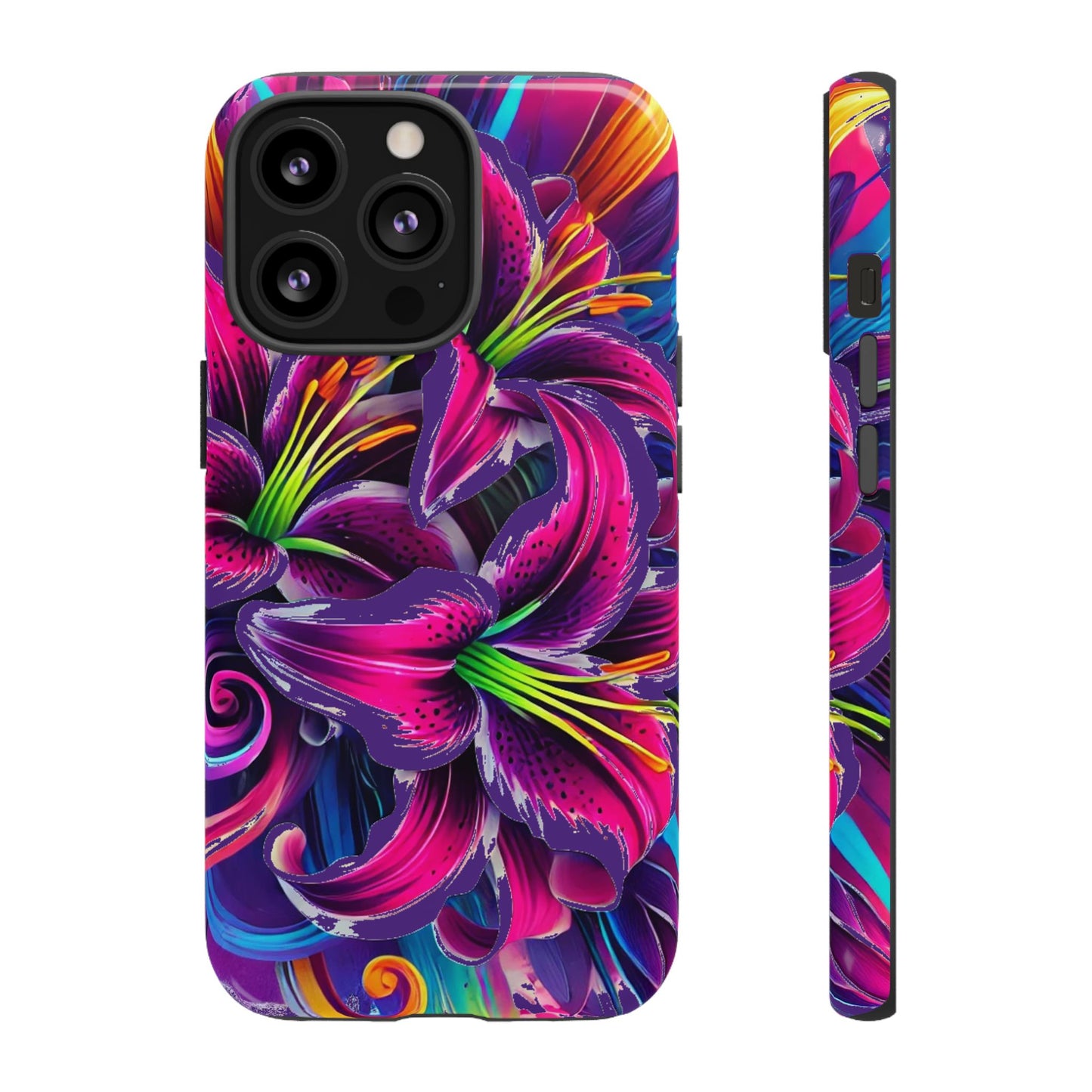 Neon Lily Illustration Tough Case | Floral Phone Cover