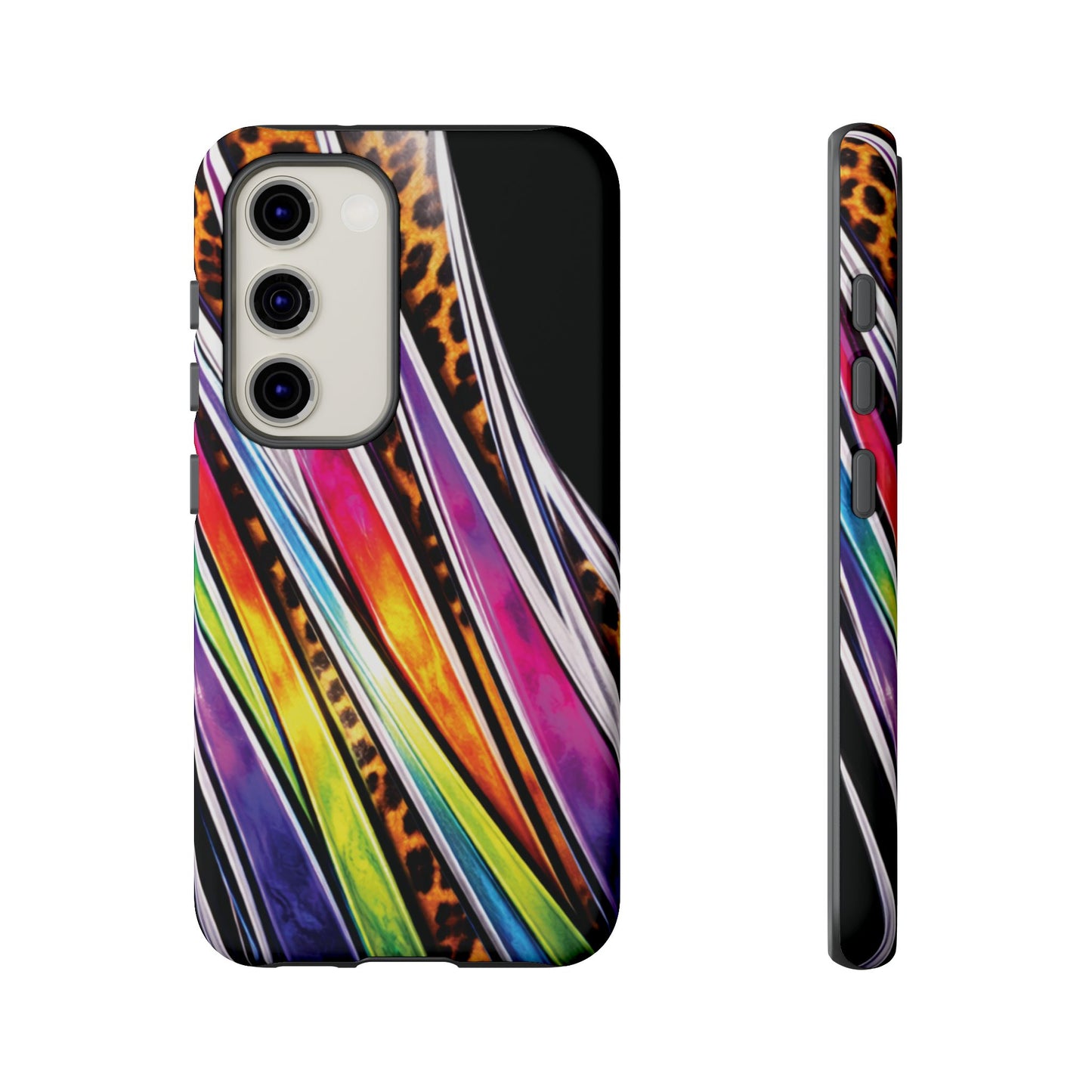 Colorful Stripes & Leopard Print Phone Case