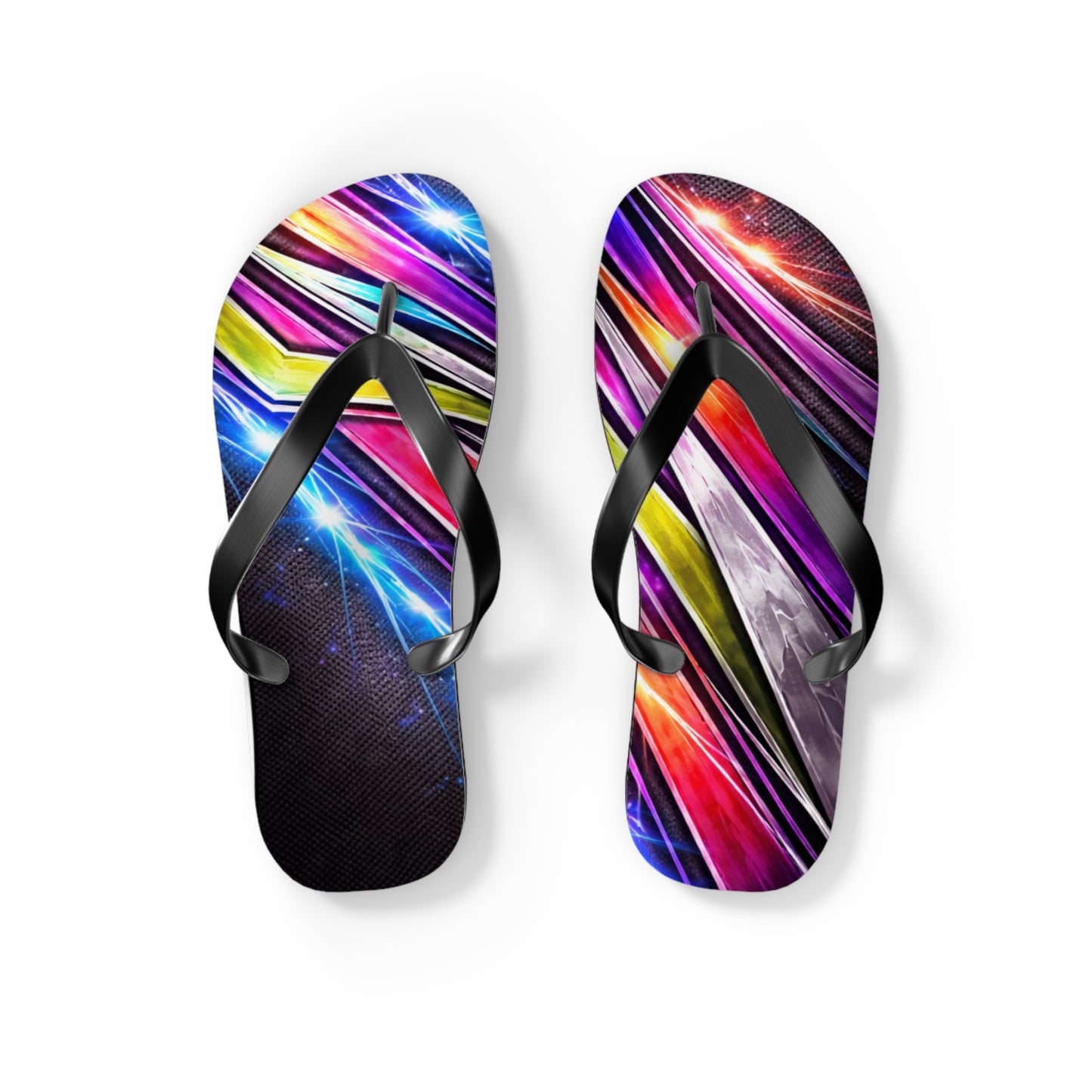 Neon Galaxy Flip Flops — Colorful Space Wave Beach Sandals