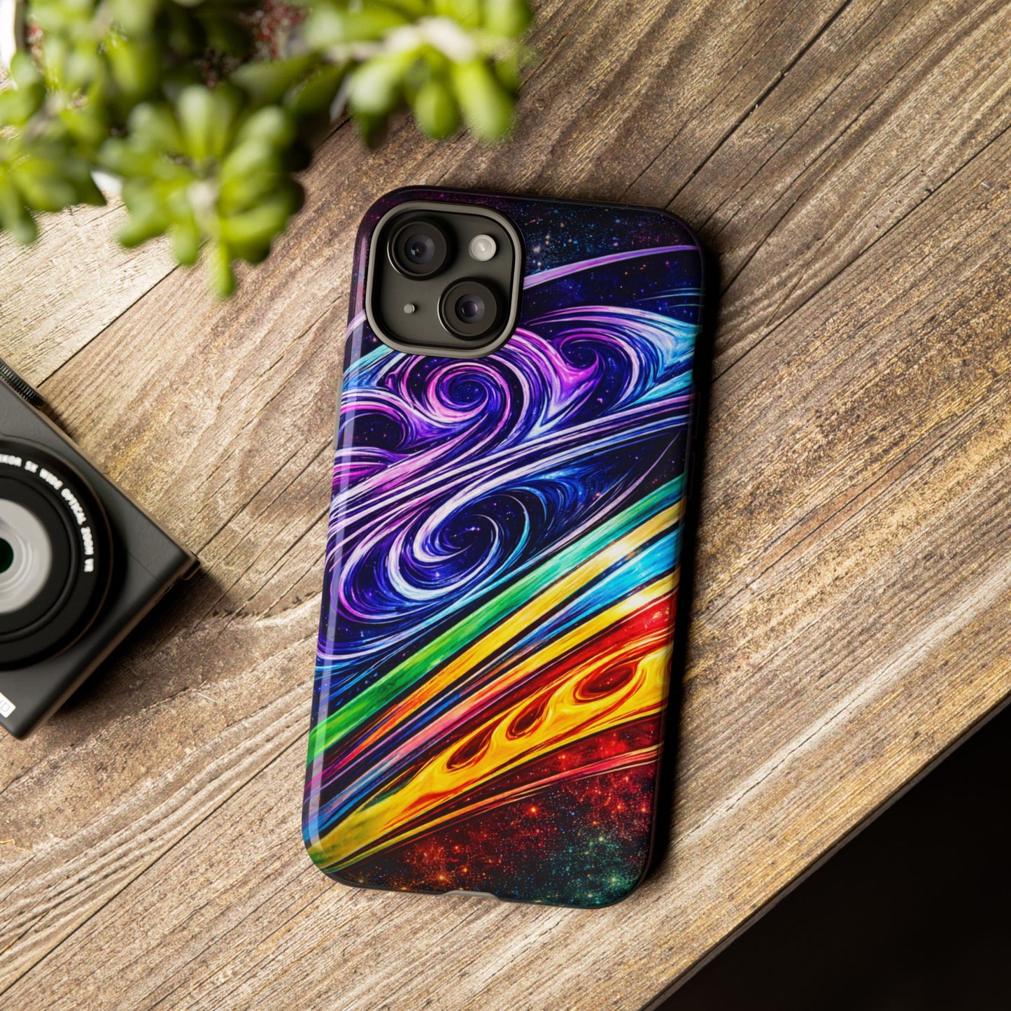 Abstract Cosmic Swirls phone case | Galaxy Rainbow Protective Case