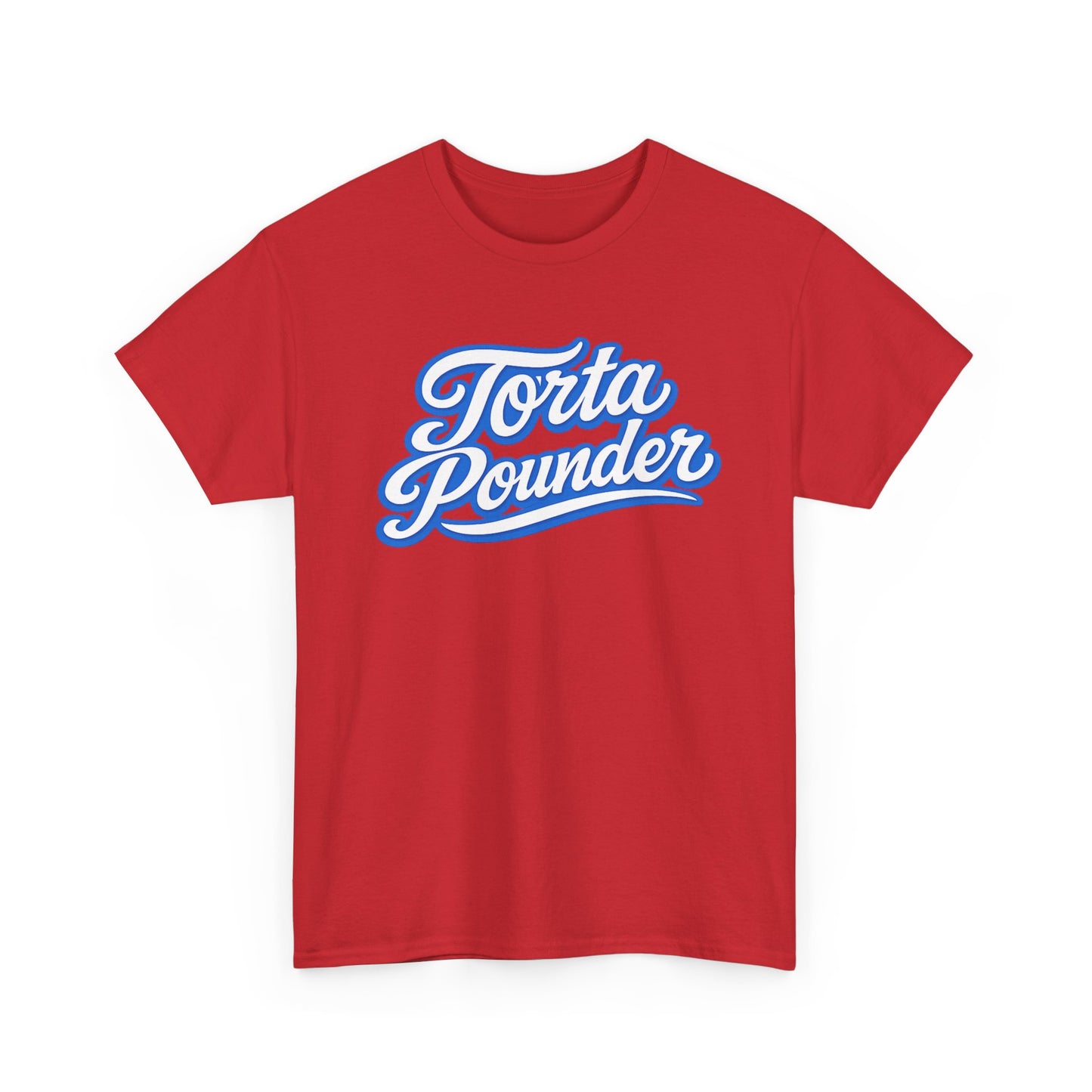 Torta Pounder Script Tee — Retro Blue Logo Graphic T-Shirt