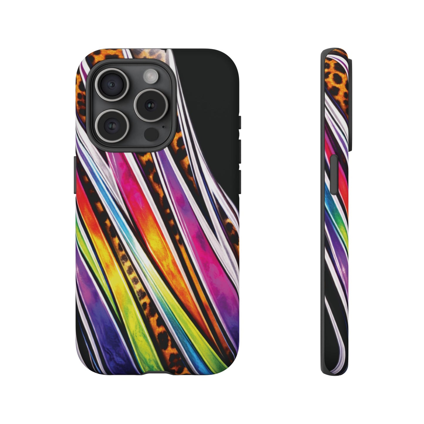 Colorful Stripes & Leopard Print Phone Case
