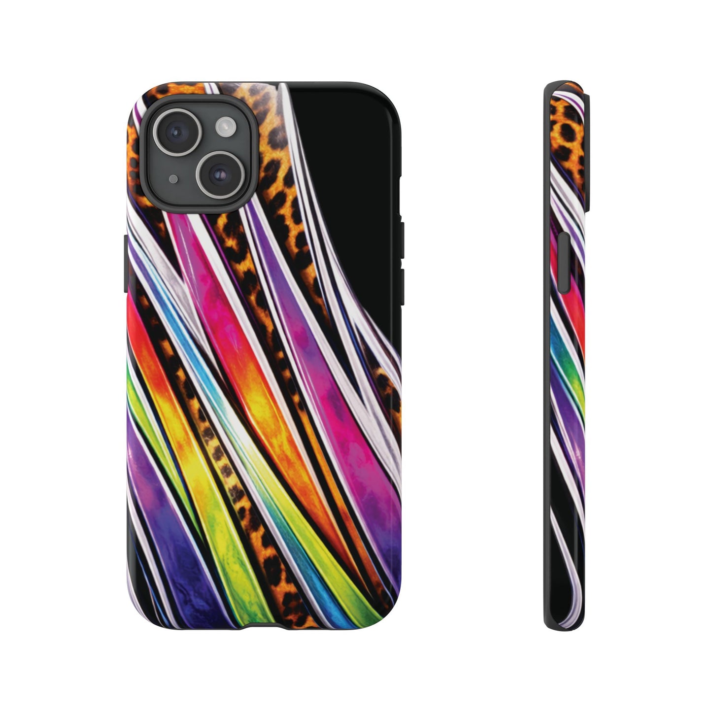 Colorful Stripes & Leopard Print Phone Case
