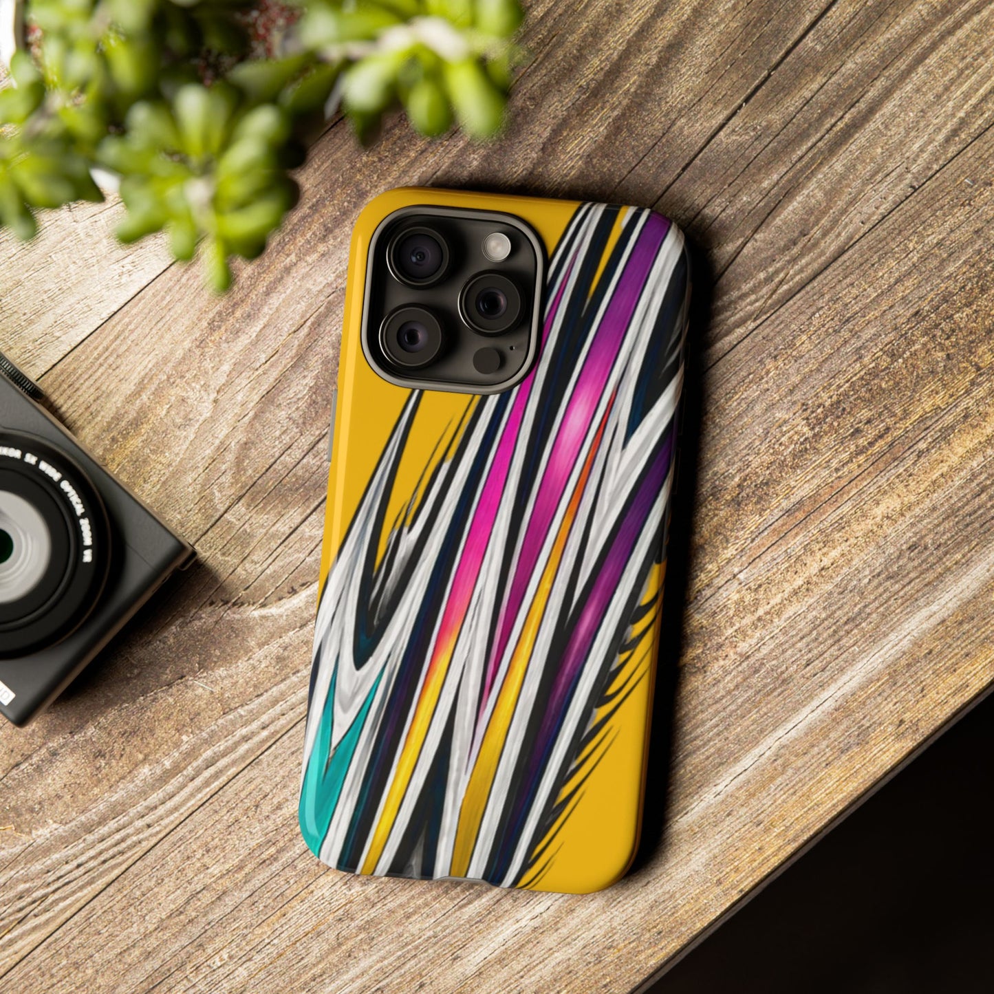 Yellow Abstract Stripes Phone Case | Tough Protective Phone Case