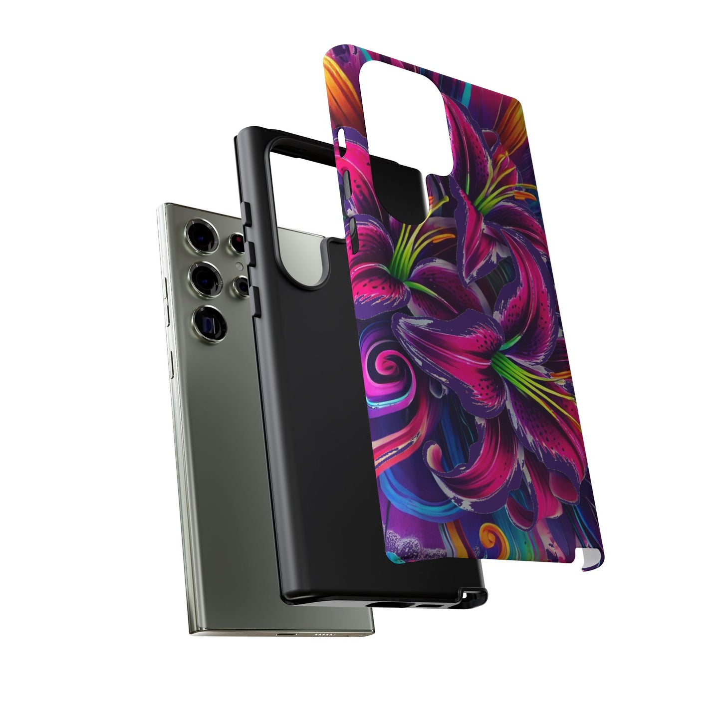 Neon Lily Illustration Tough Case | Floral Phone Cover