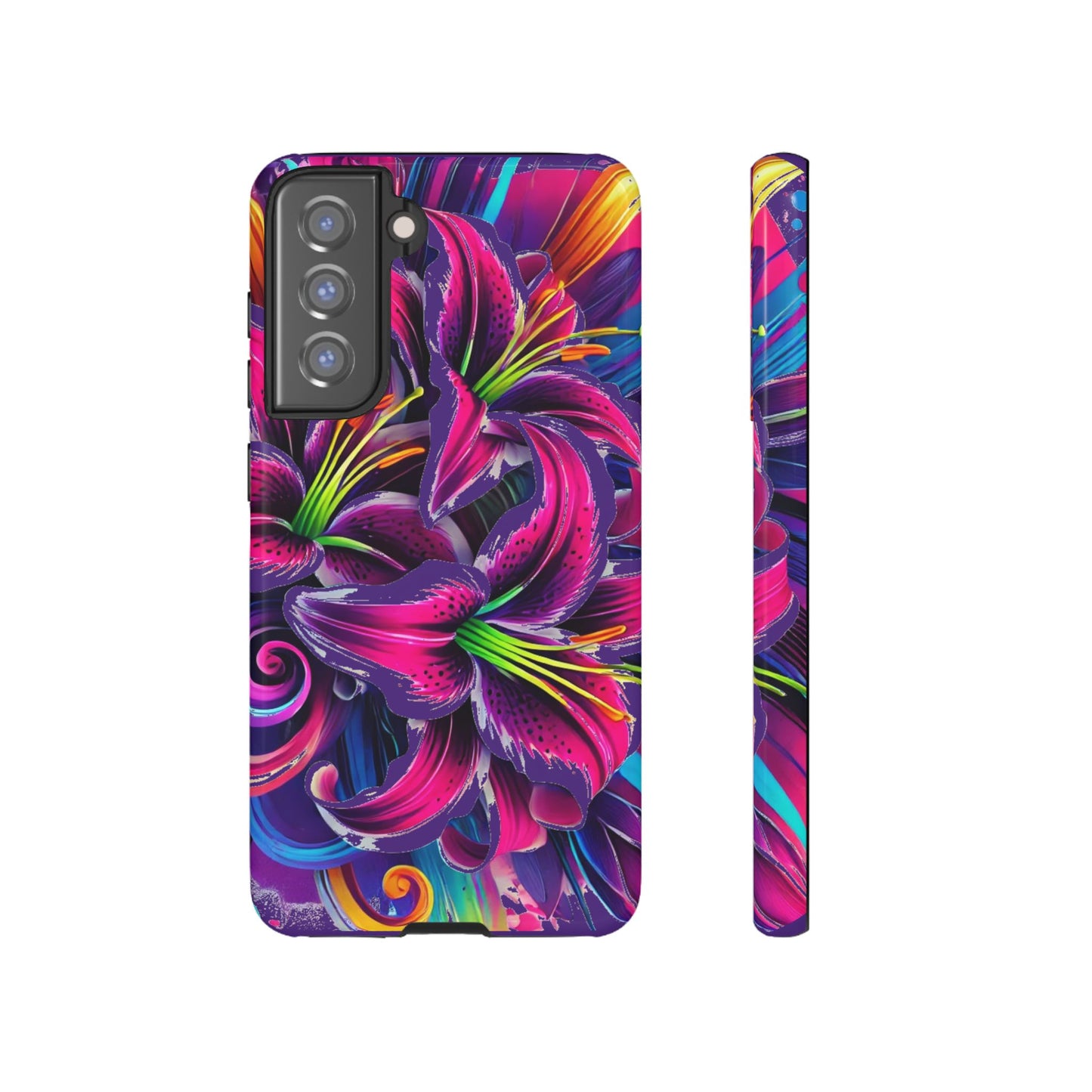 Neon Lily Illustration Tough Case | Floral Phone Cover
