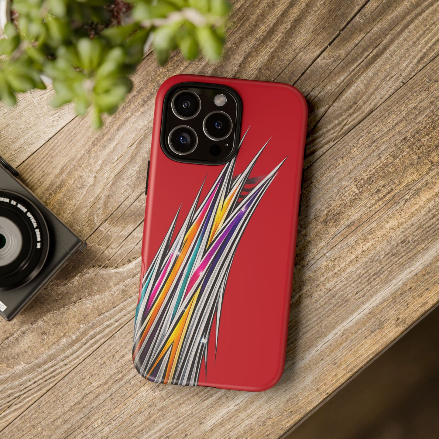 Colorburst Pinstripe Phone Case | Red Abstract Racing Stripe