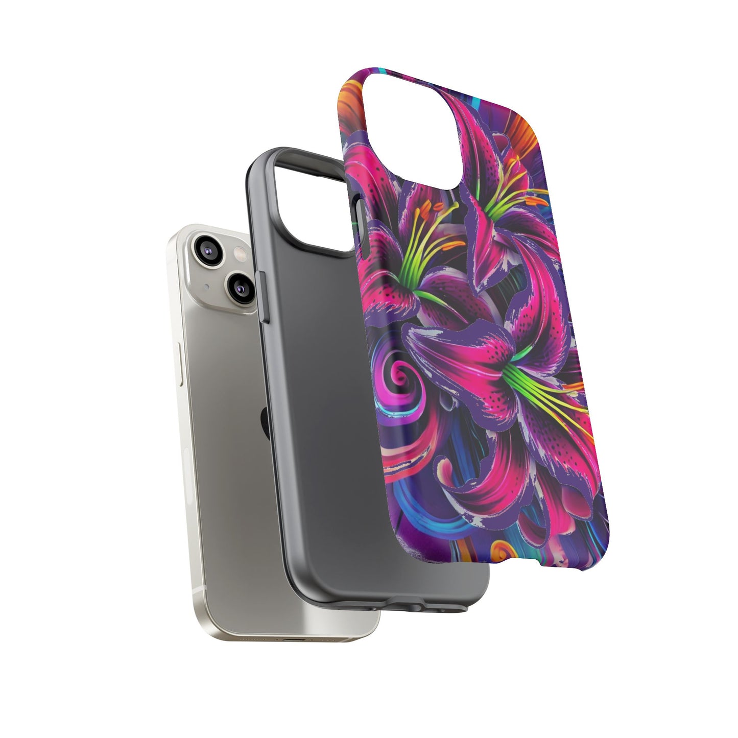 Neon Lily Illustration Tough Case | Floral Phone Cover