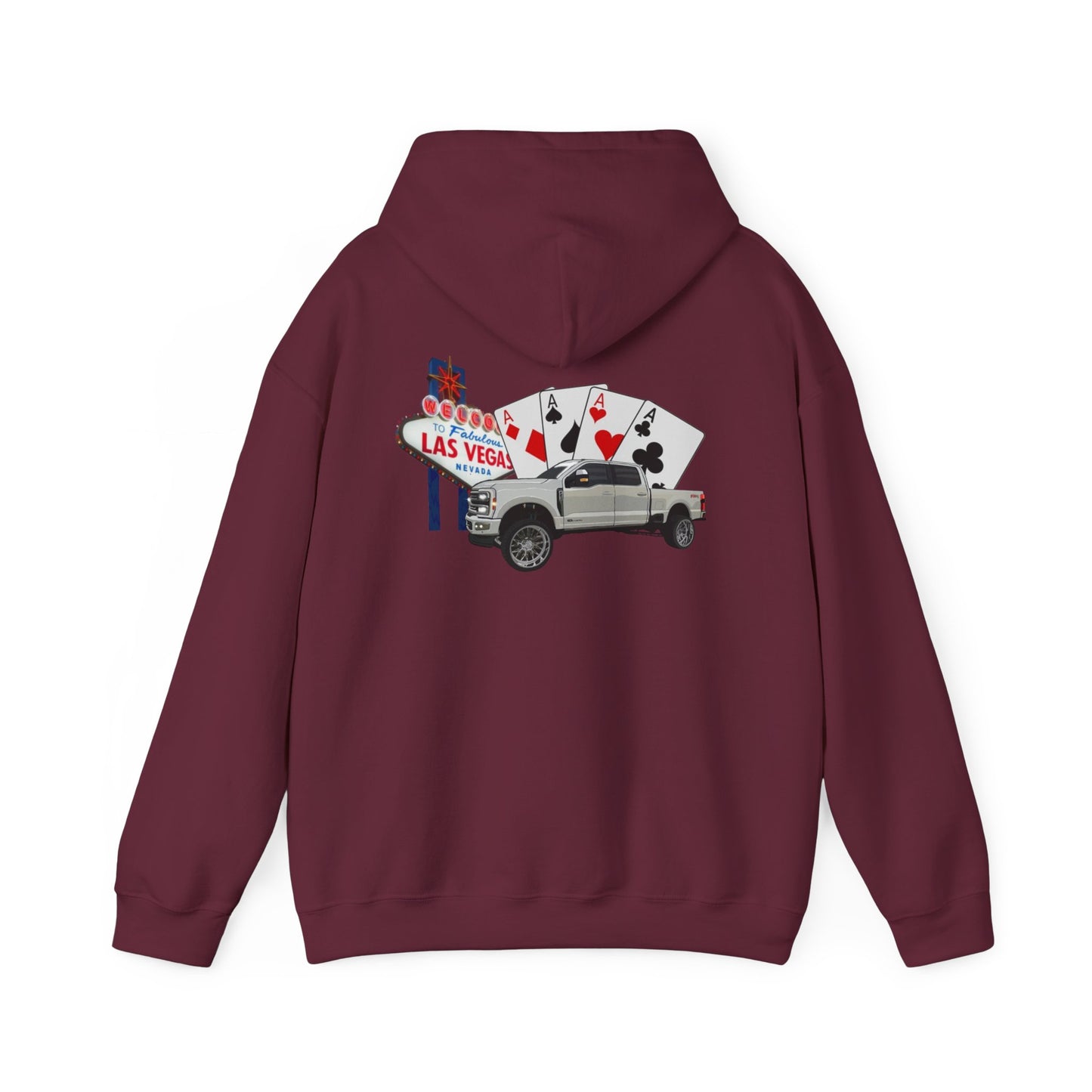 Las Vegas Truck Graphic Hoodie – Casino Cards & Welcome Sign Pullover