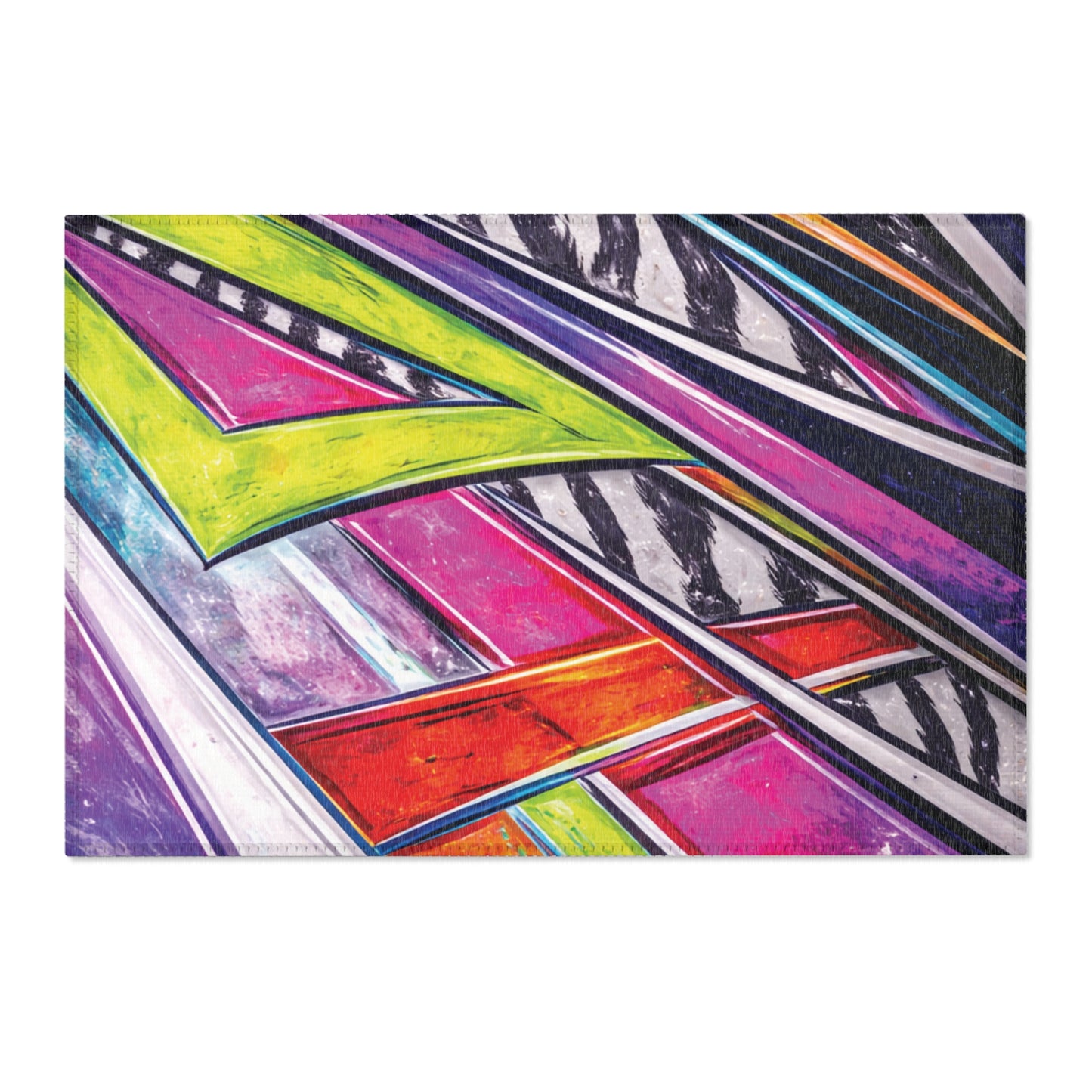 90s Mini Truck Graphic Area Rug — Retro Minitruck Garage & Man Cave Floor Rug