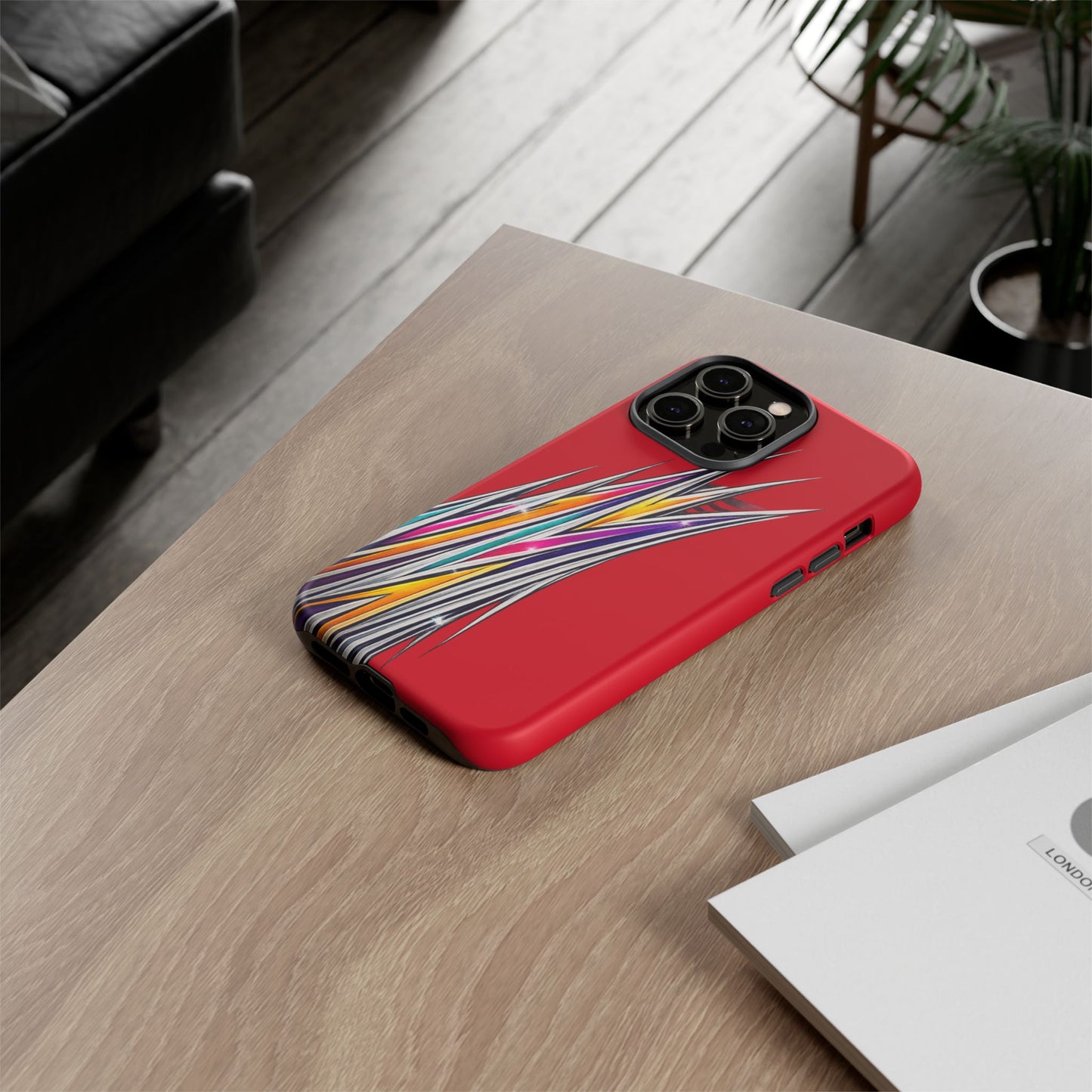 Colorburst Pinstripe Phone Case | Red Abstract Racing Stripe