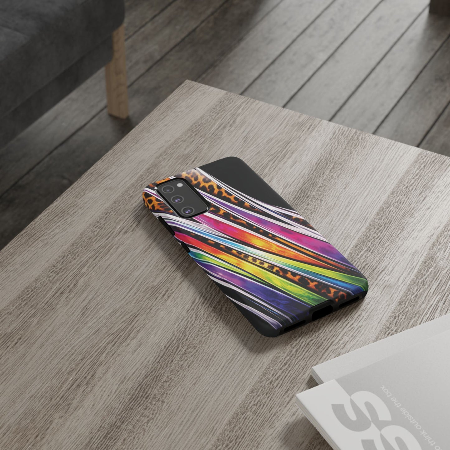 Colorful Stripes & Leopard Print Phone Case