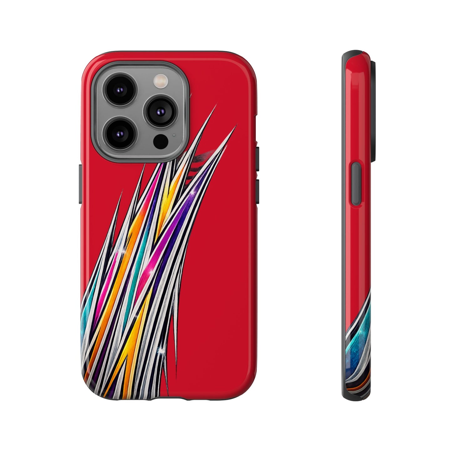 Colorburst Pinstripe Phone Case | Red Abstract Racing Stripe