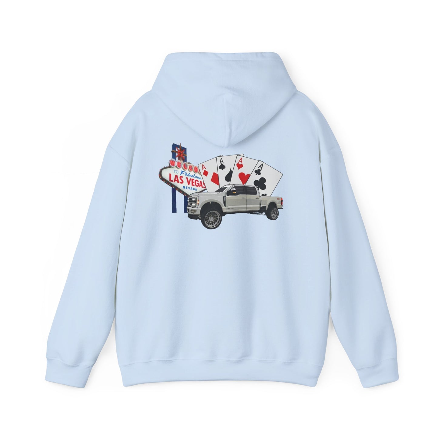 Las Vegas Truck Graphic Hoodie – Casino Cards & Welcome Sign Pullover