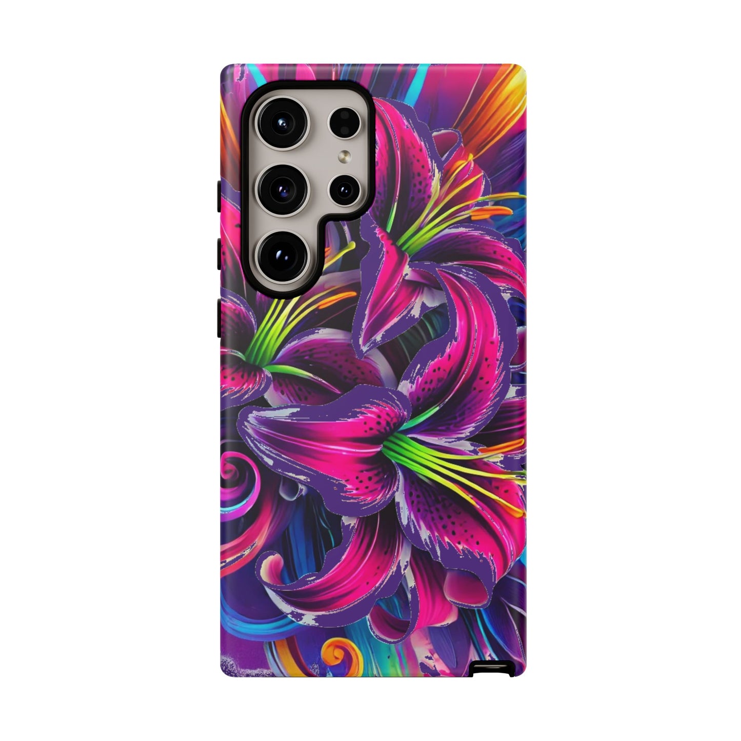 Neon Lily Illustration Tough Case | Floral Phone Cover