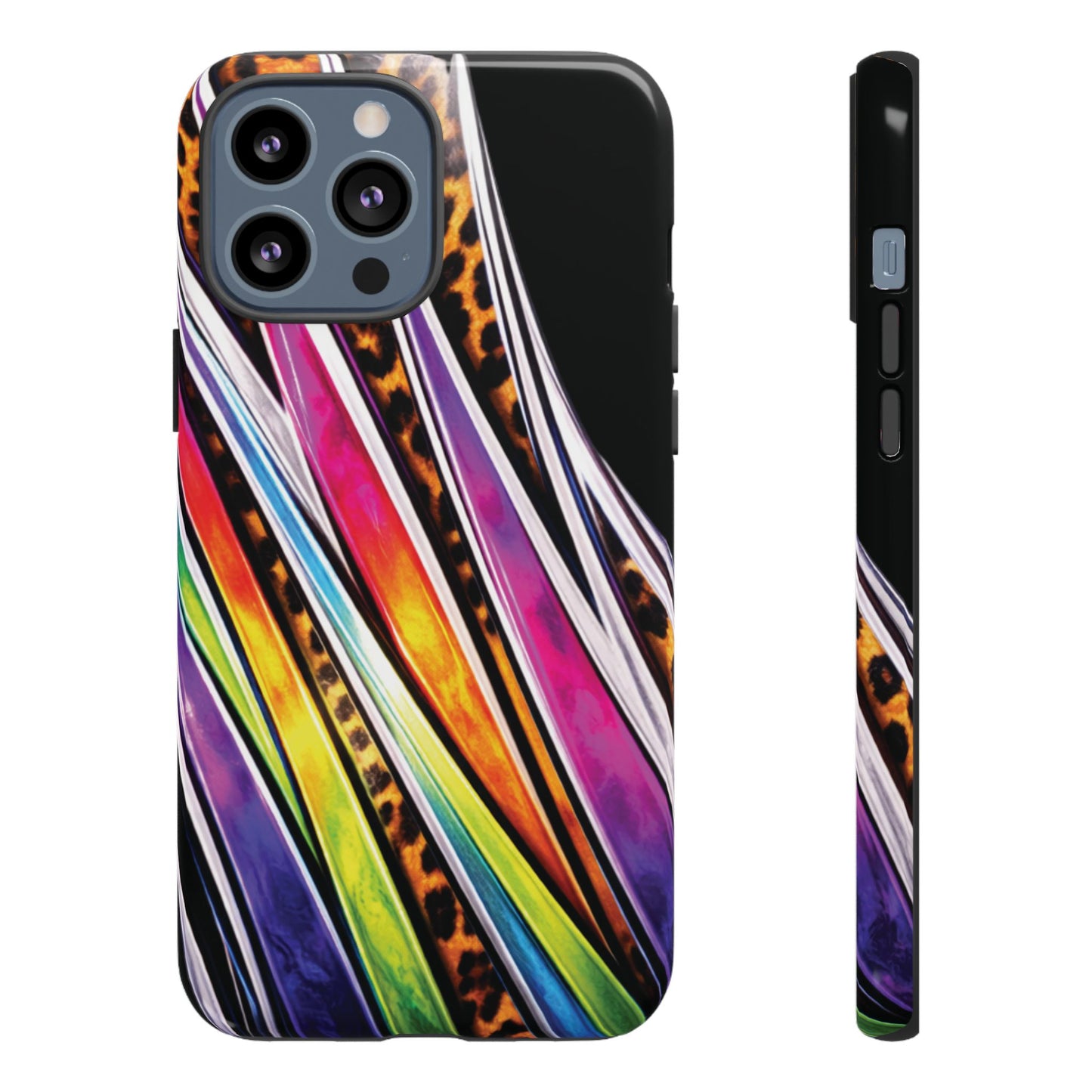Colorful Stripes & Leopard Print Phone Case