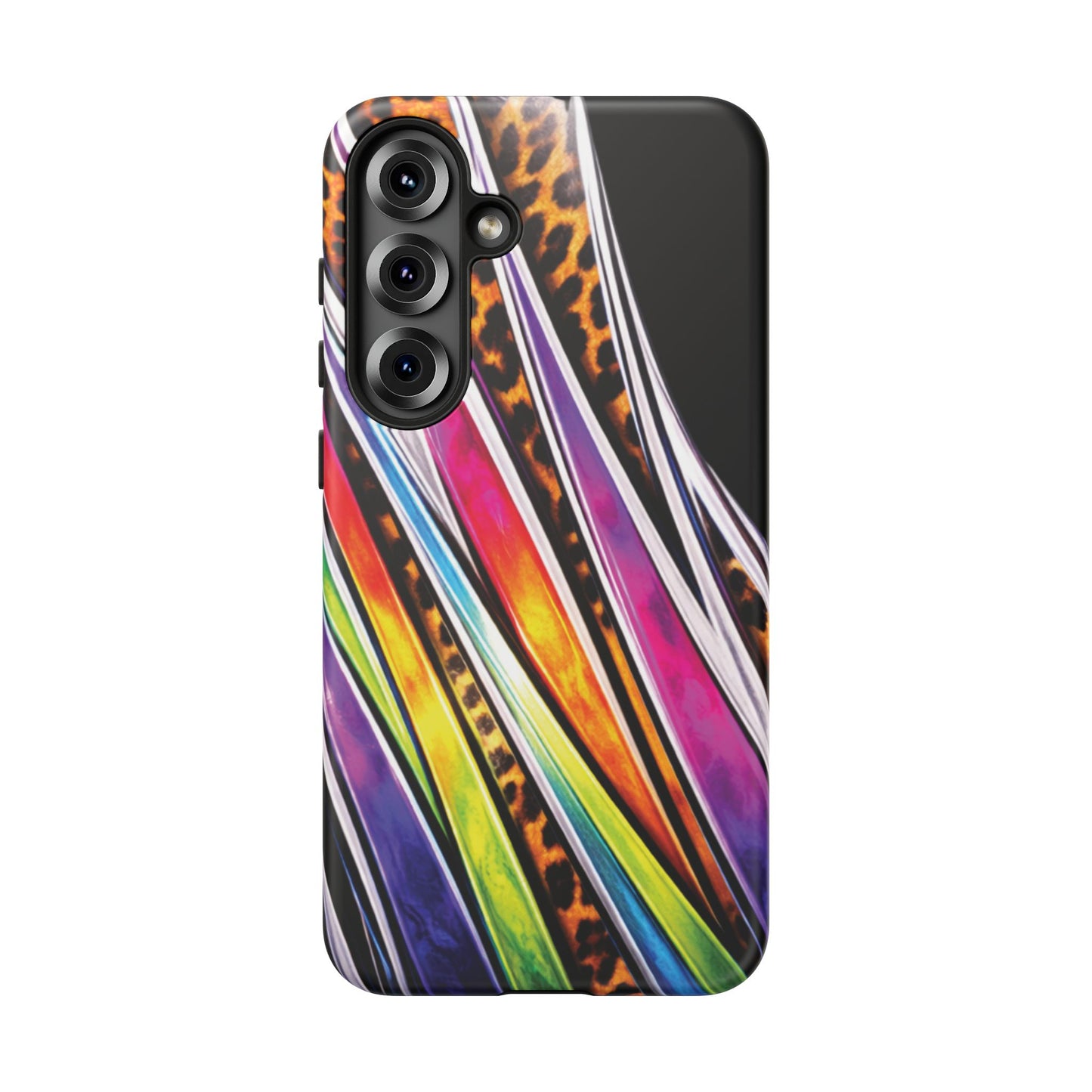 Colorful Stripes & Leopard Print Phone Case