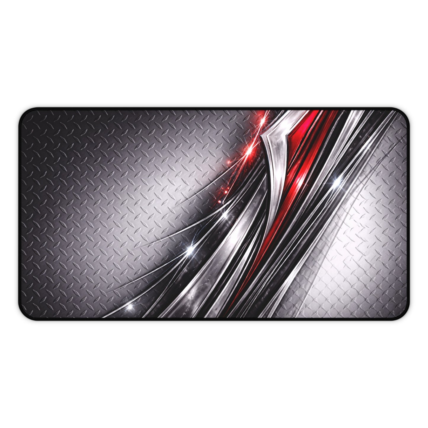 Red and Silver Metallic Abstract Desk Mat | Gaming Mousepad