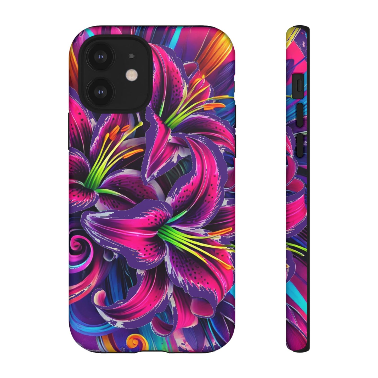 Neon Lily Illustration Tough Case | Floral Phone Cover