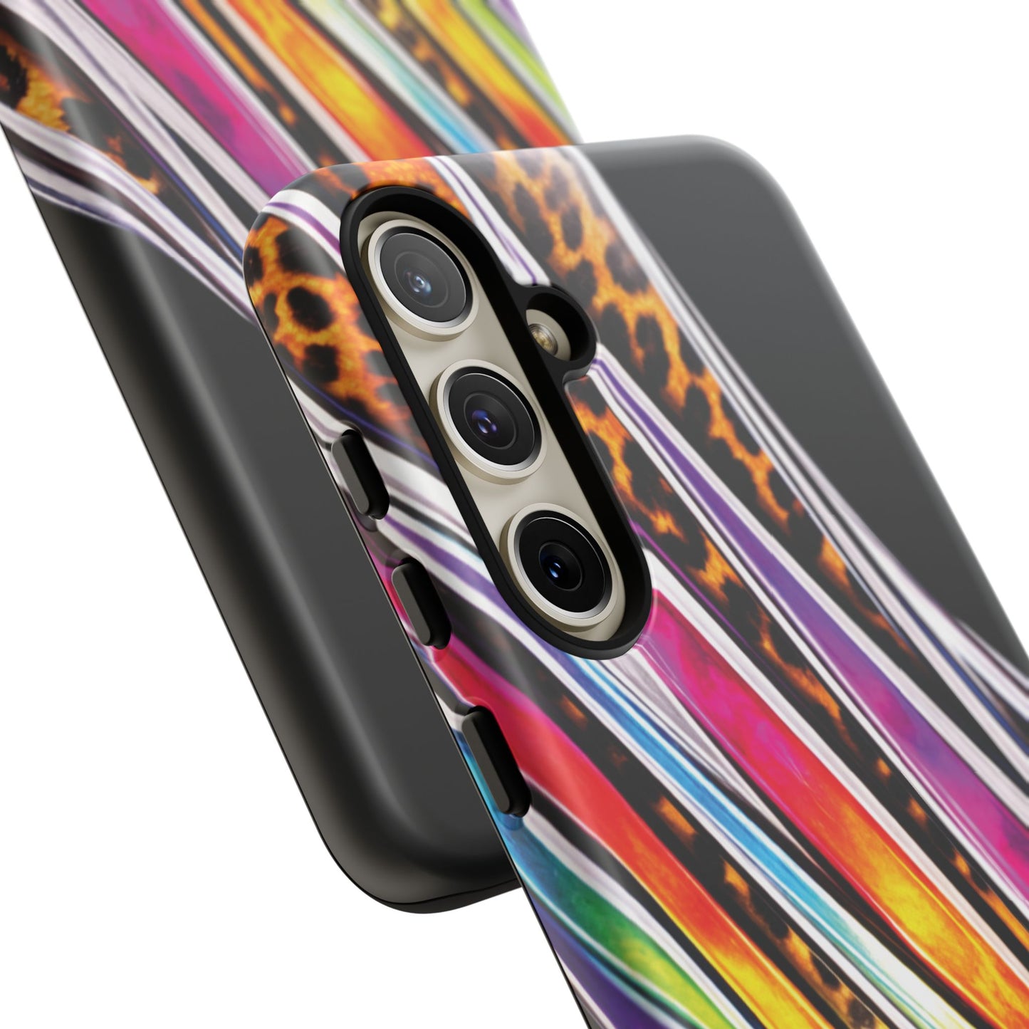 Colorful Stripes & Leopard Print Phone Case