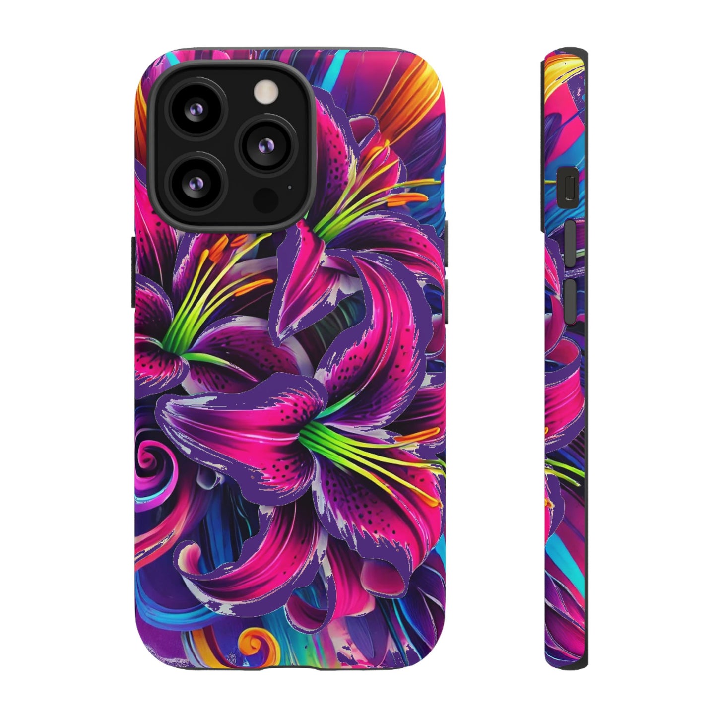 Neon Lily Illustration Tough Case | Floral Phone Cover