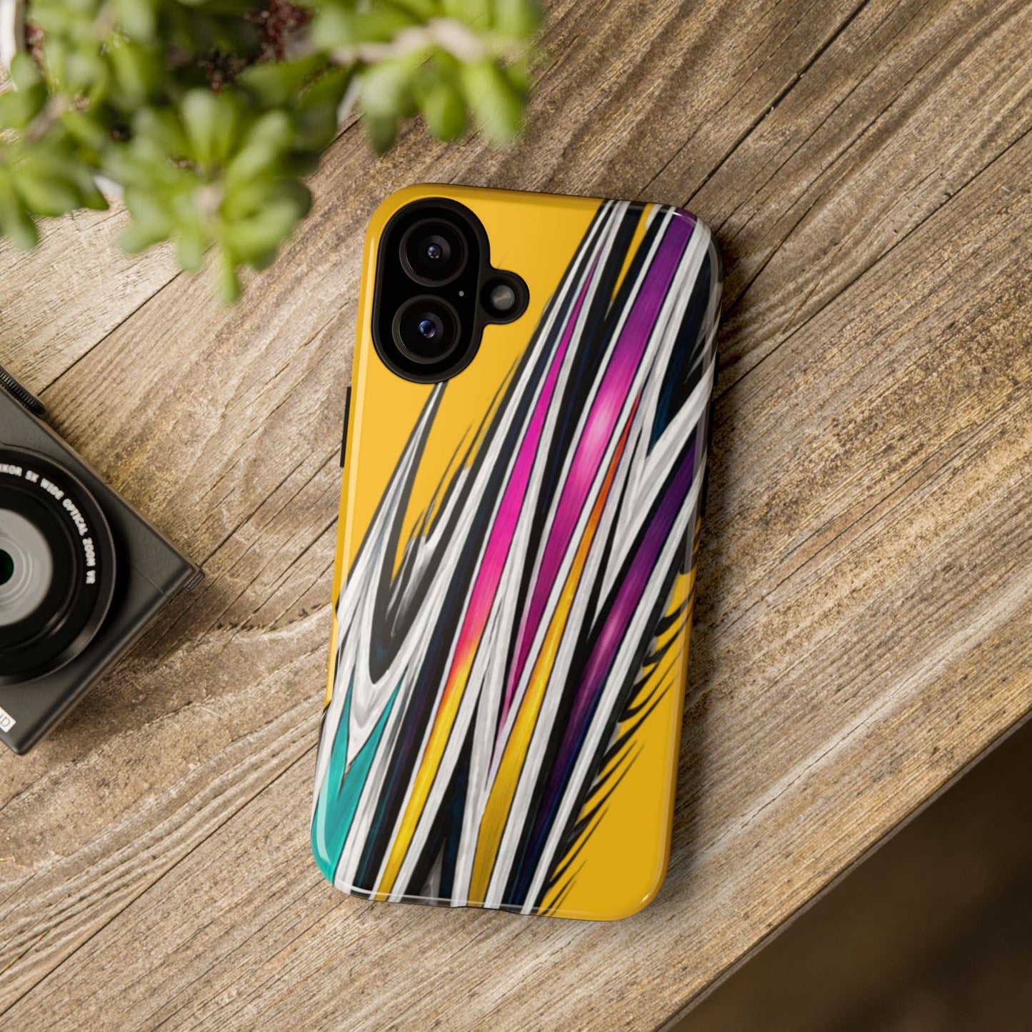 Yellow Abstract Stripes Phone Case | Tough Protective Phone Case