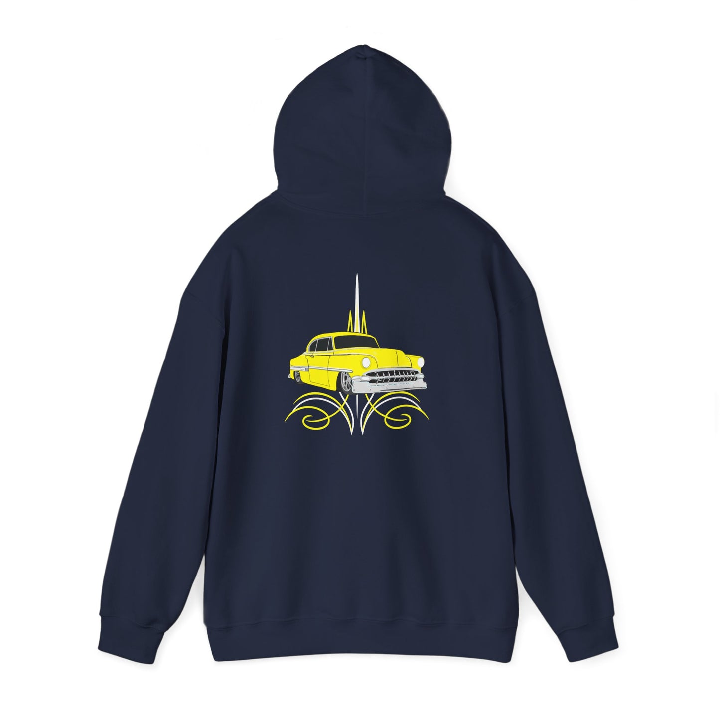 Classic Lowrider Hoodie – Yellow Vintage Car Pinstripe Design