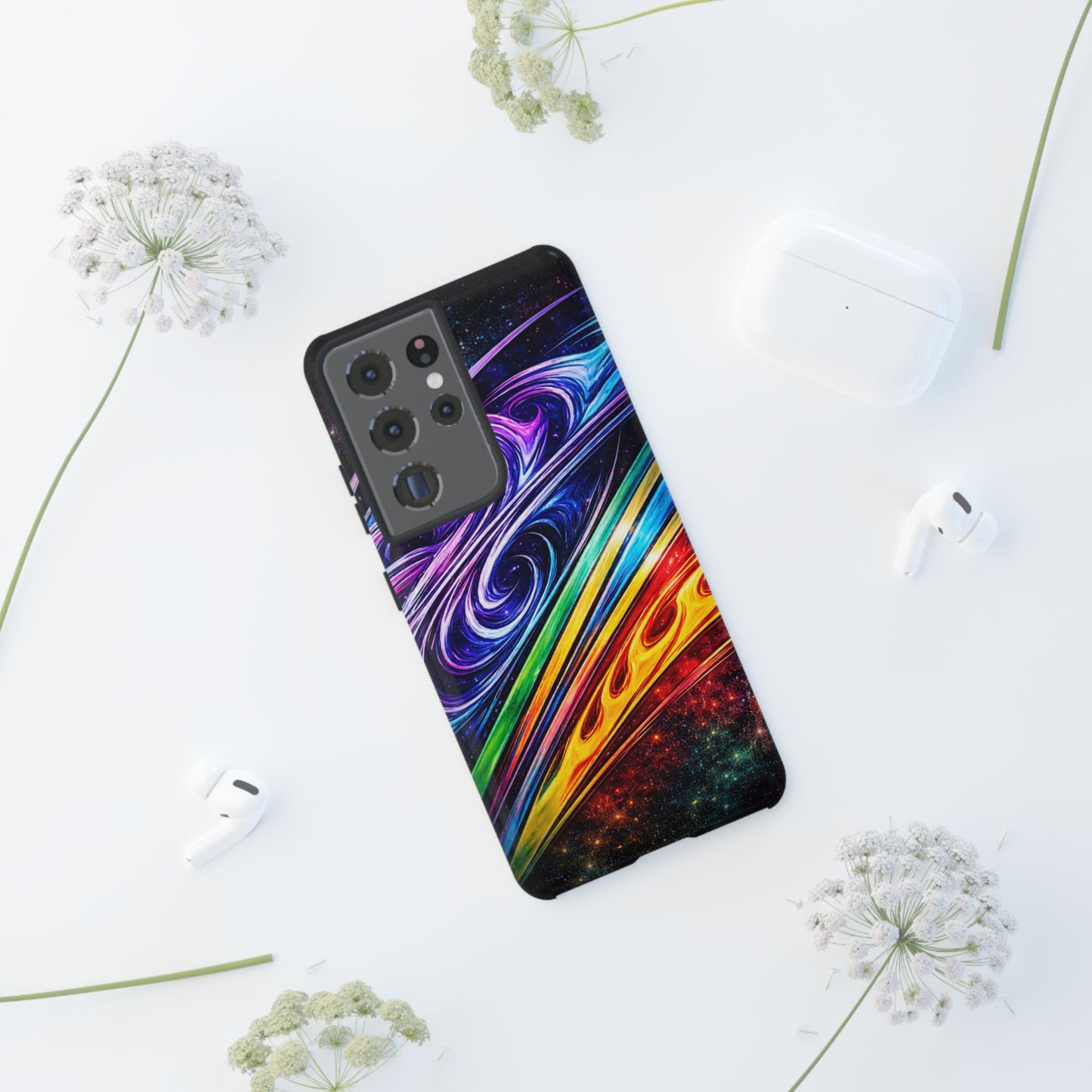 Abstract Cosmic Swirls phone case | Galaxy Rainbow Protective Case