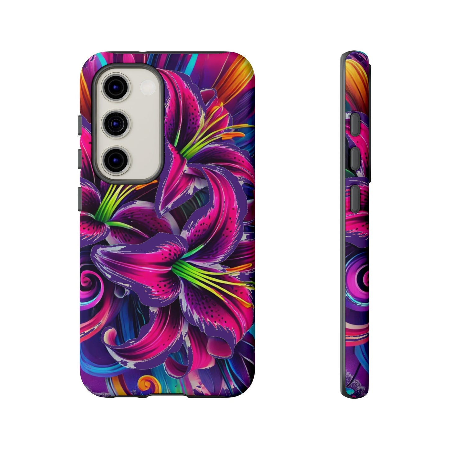 Neon Lily Illustration Tough Case | Floral Phone Cover