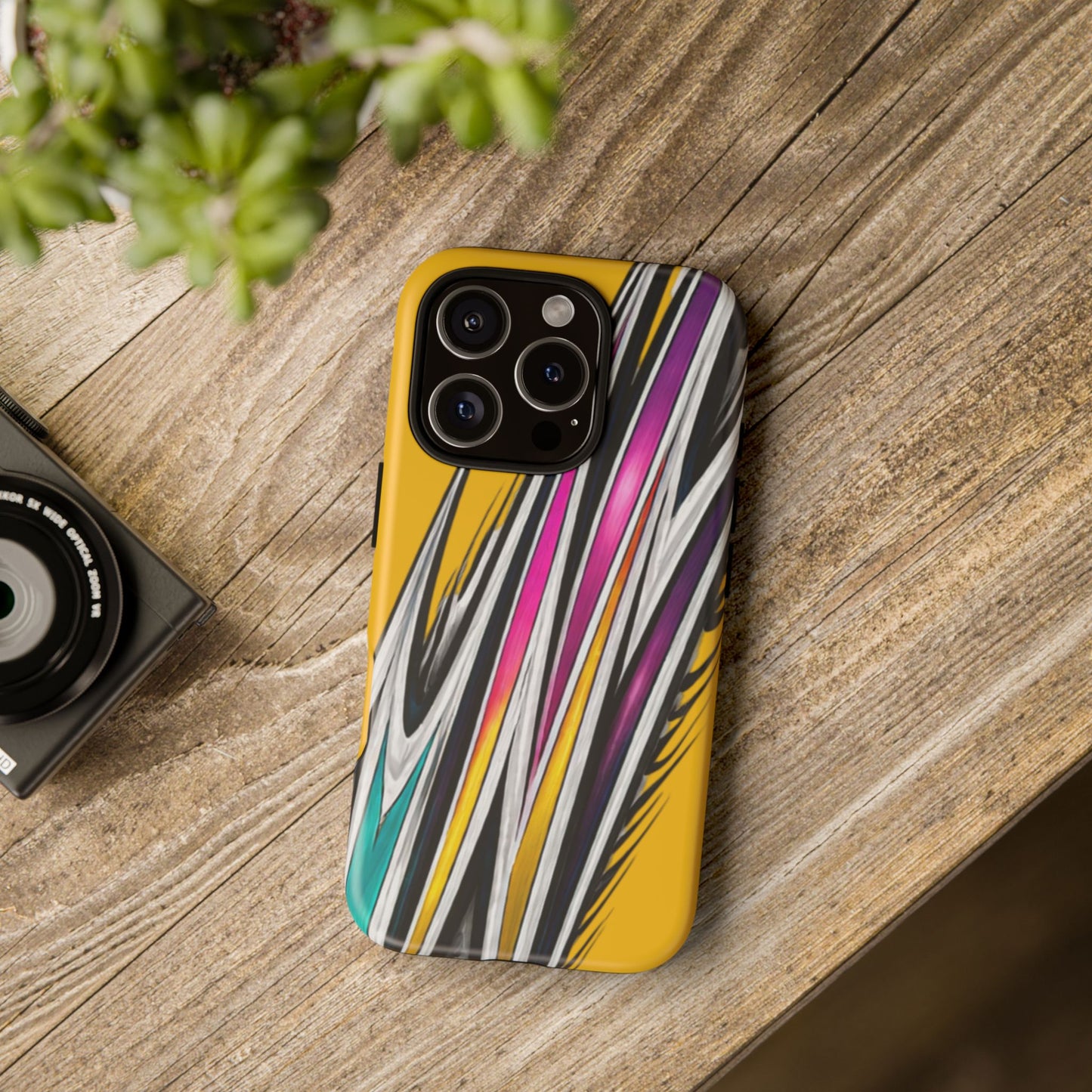 Yellow Abstract Stripes Phone Case | Tough Protective Phone Case