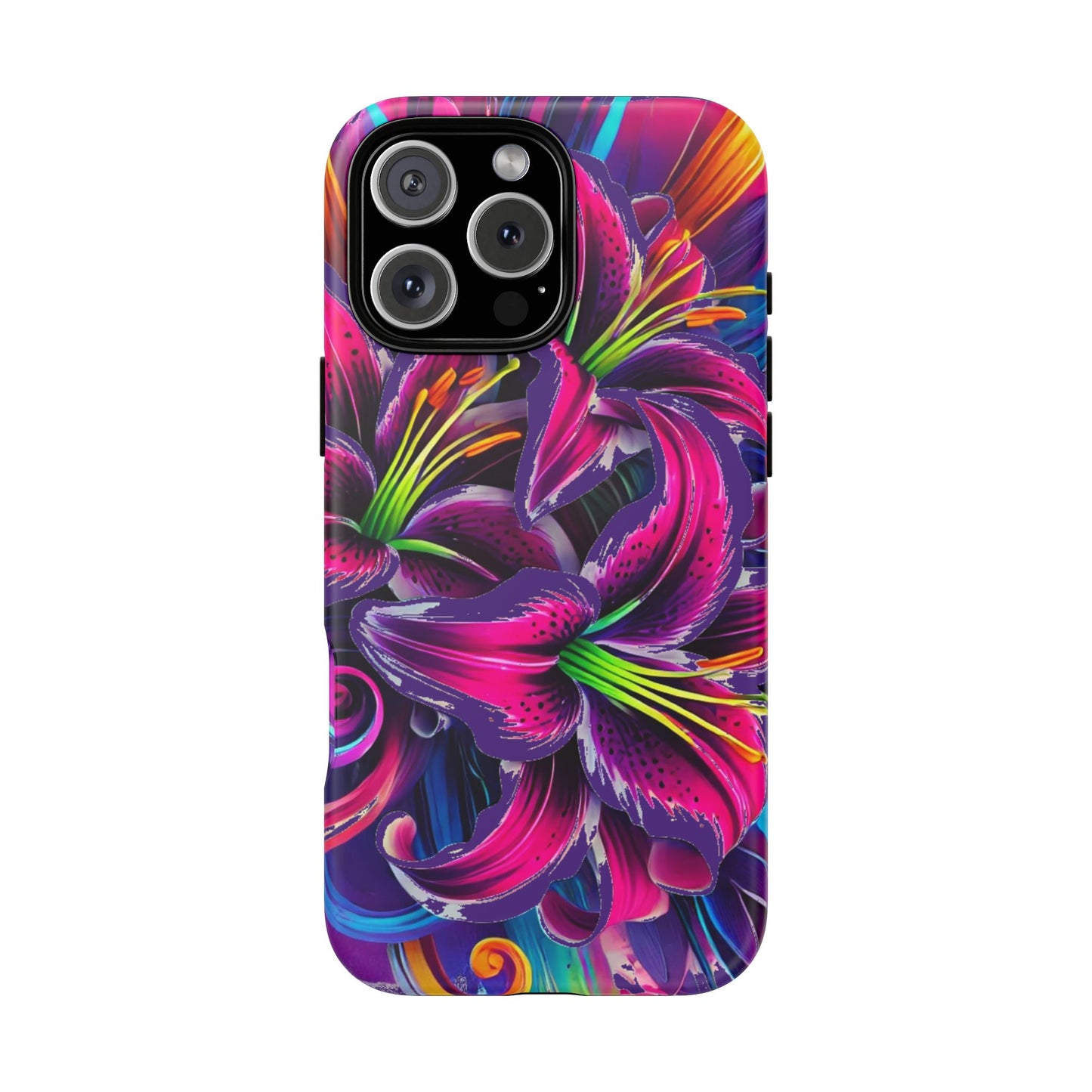 Neon Lily Illustration Tough Case | Floral Phone Cover