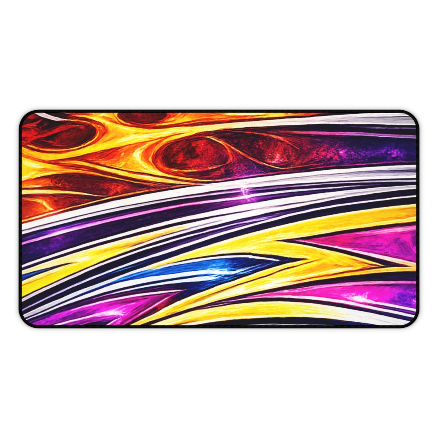 Abstract Flame Waves Desk Mat | Colorful Lightning Pattern