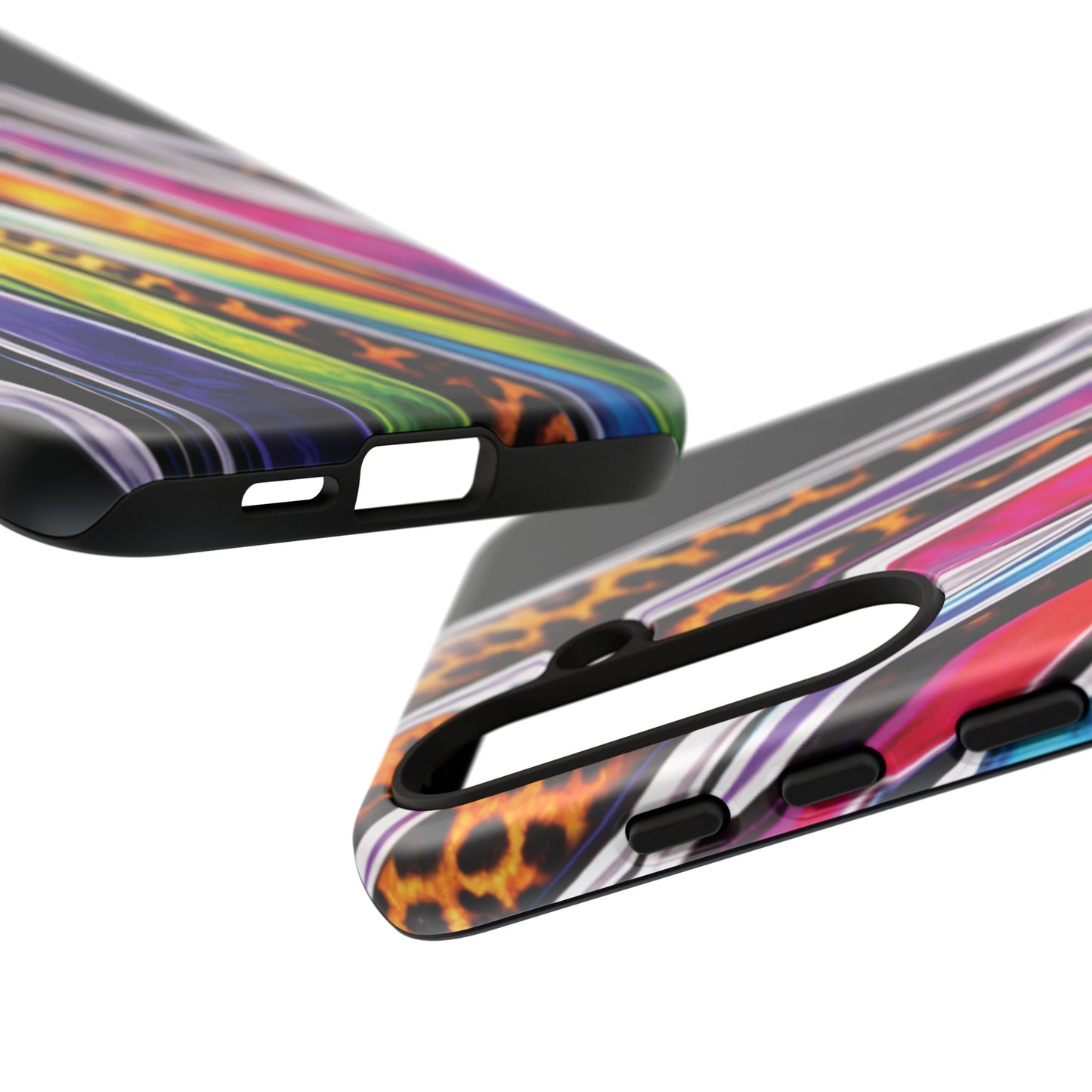 Colorful Stripes & Leopard Print Phone Case